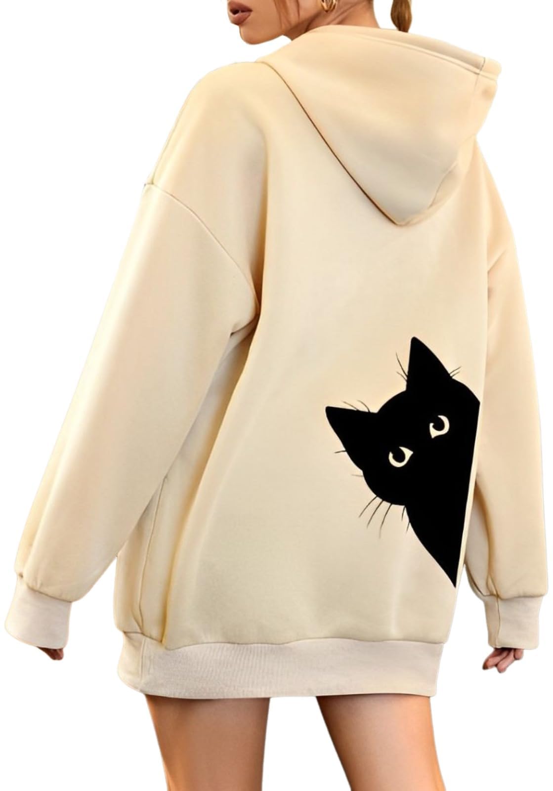 【送料無料】[emptio] [エンプティオ] ねこちゃん ワンポイント パーカー カワイイ ユッタリ レディース 動物 フード付き 部屋着 色：アプリコット、サイズ：2XL