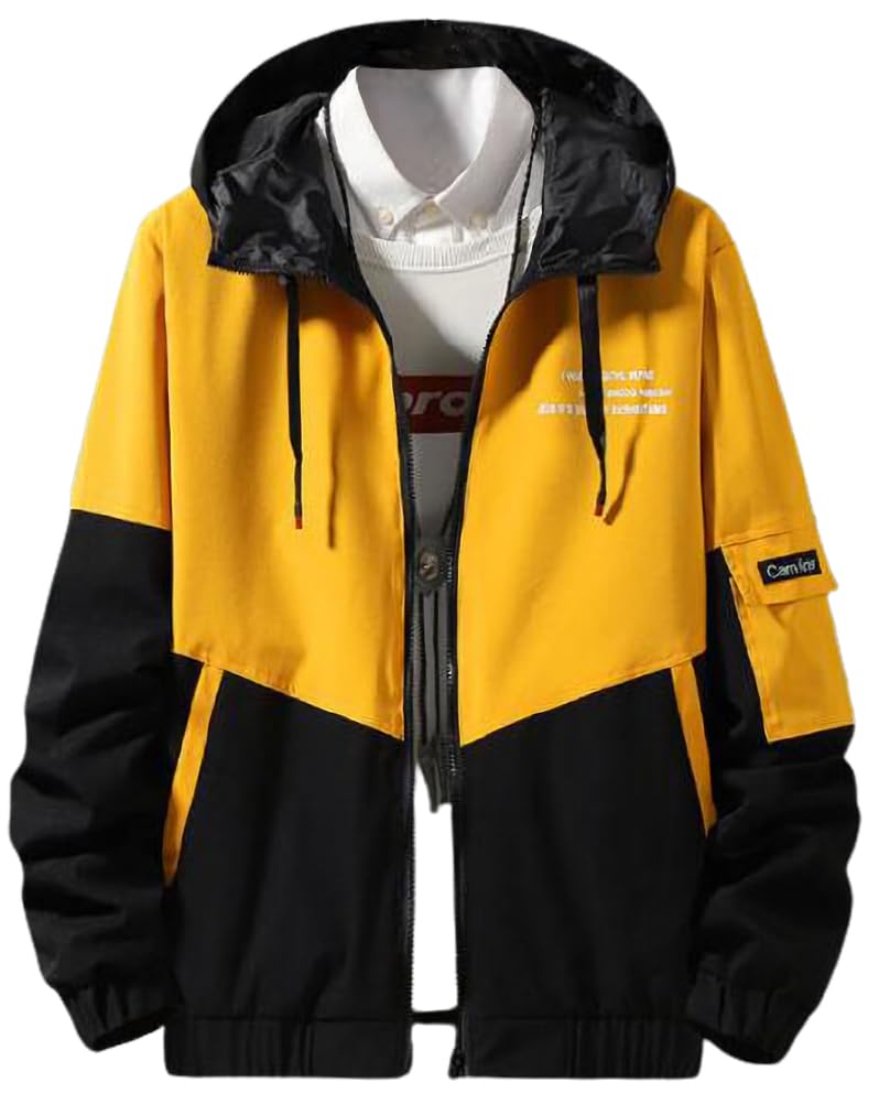 【送料無料】[emptio] [エンプティオ] アウトドア ジップアップ ミリタリー フード付きパーカー メンズ 色：イエローブラック、サイズ：M