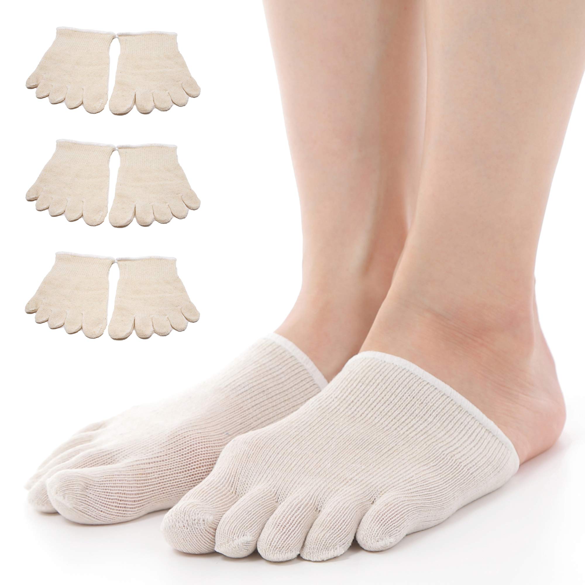 【送料無料】USK STORE シルク 5本指ハーフソックス 3足セット 重ね履き 冷え取り 天然素材 男女兼用 2..