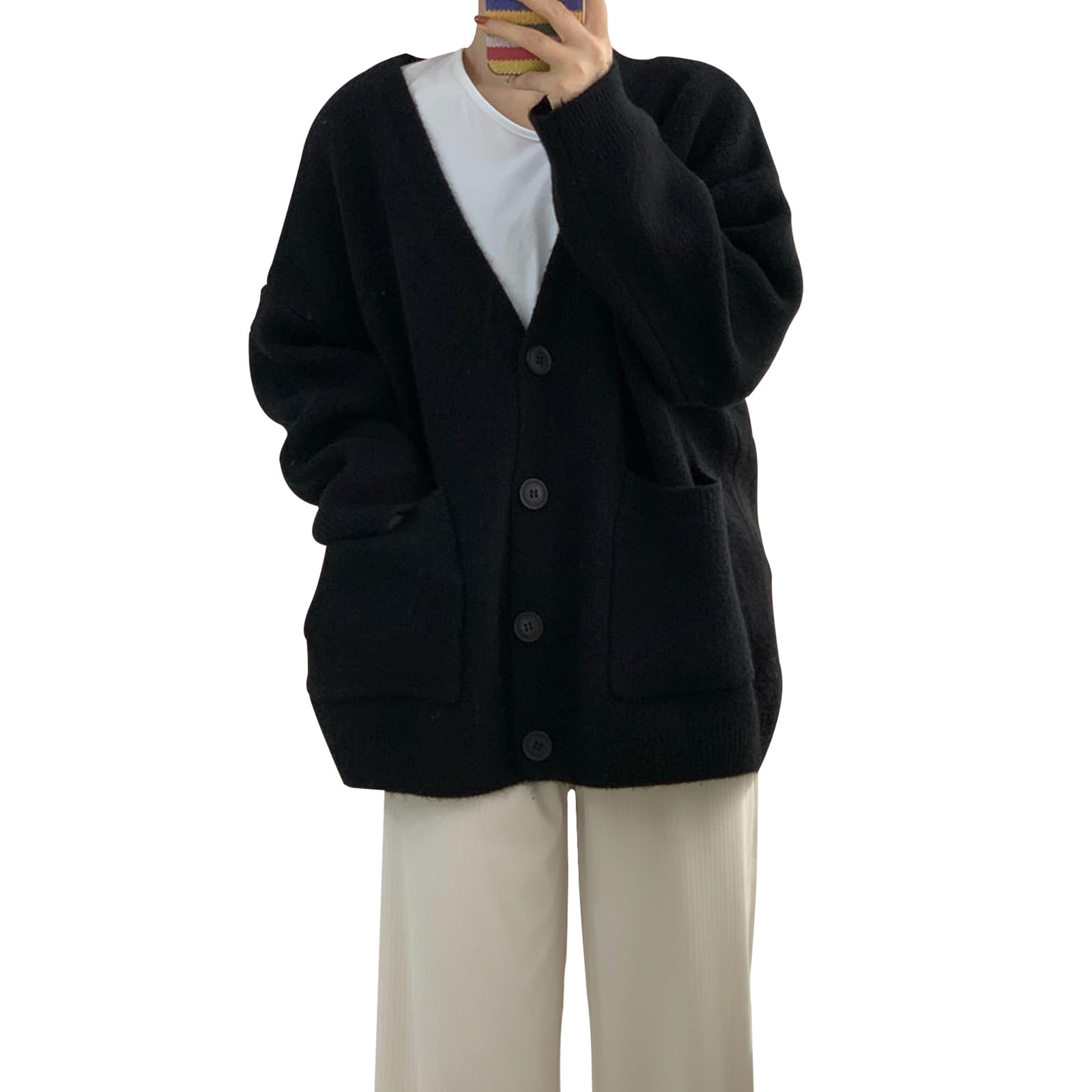 【送料無料】[ADKASS] ニットカーディガン レディース セーター スクールカーディガン Vネック チュニ..