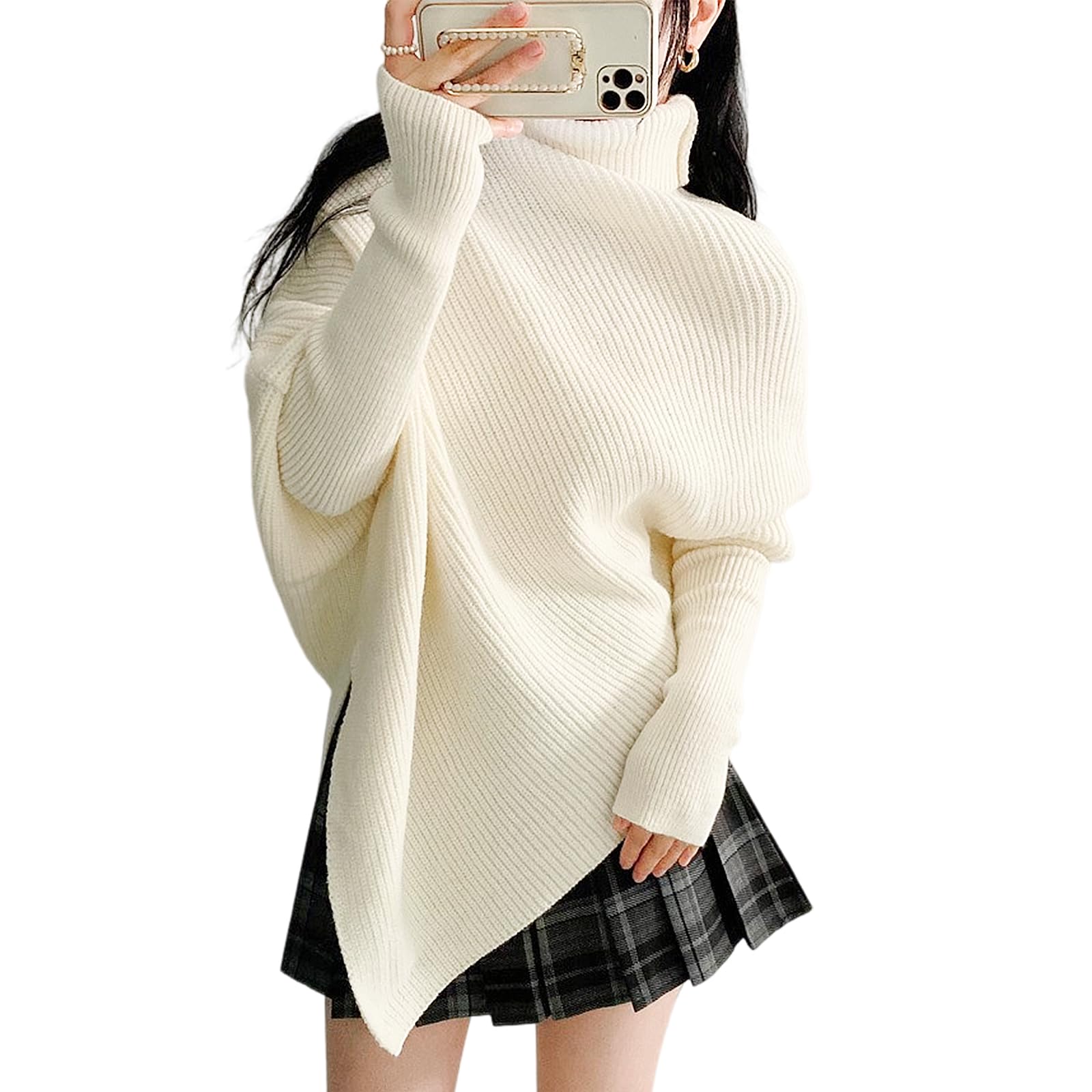 【送料無料】[ADKASS] セーター レディース ニットトップス 不規則 タートルネック ドルマン ...