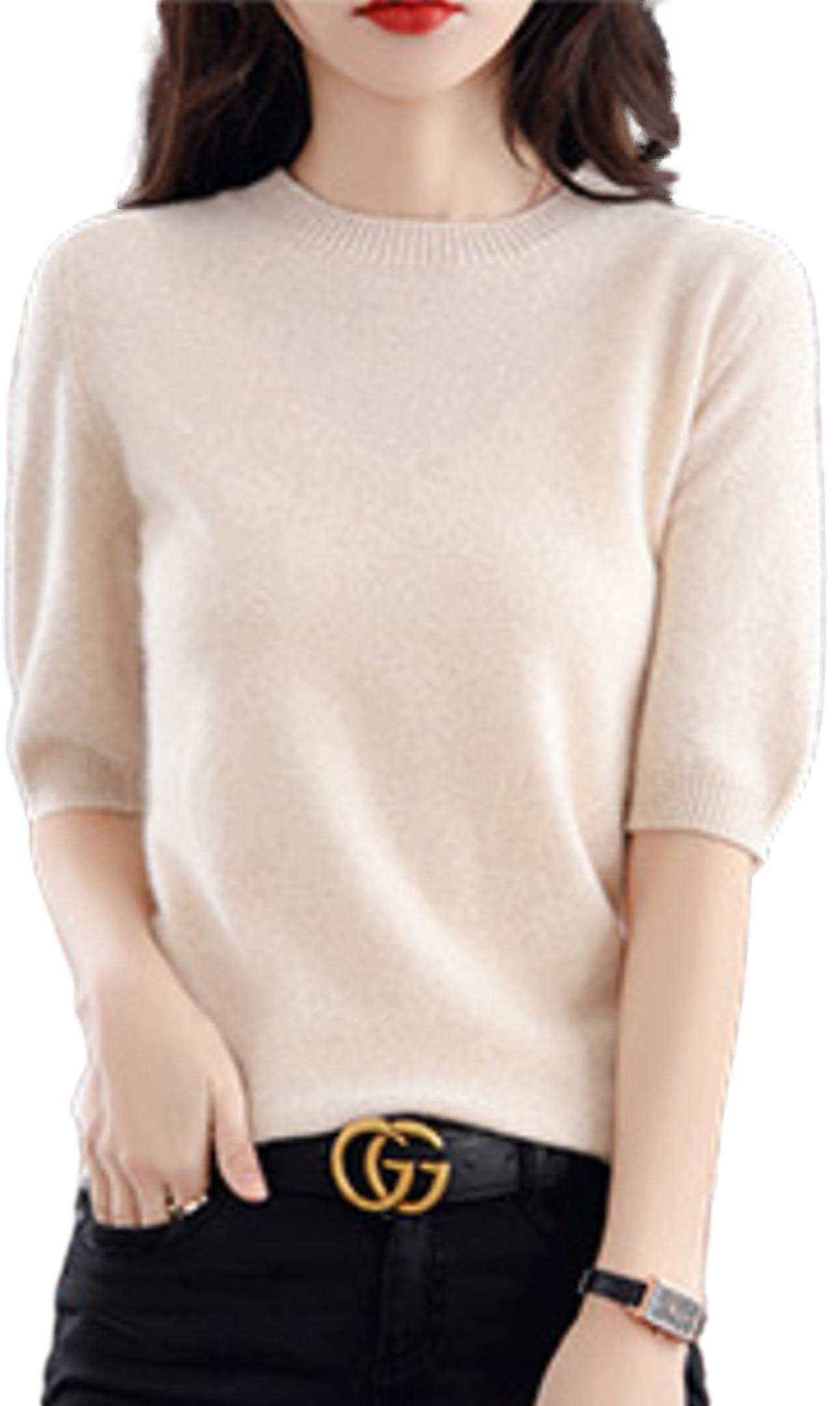 【送料無料】[SLOW＆MELLOW] ニット 半袖 サマーニット ニットソー レディース トップス ...