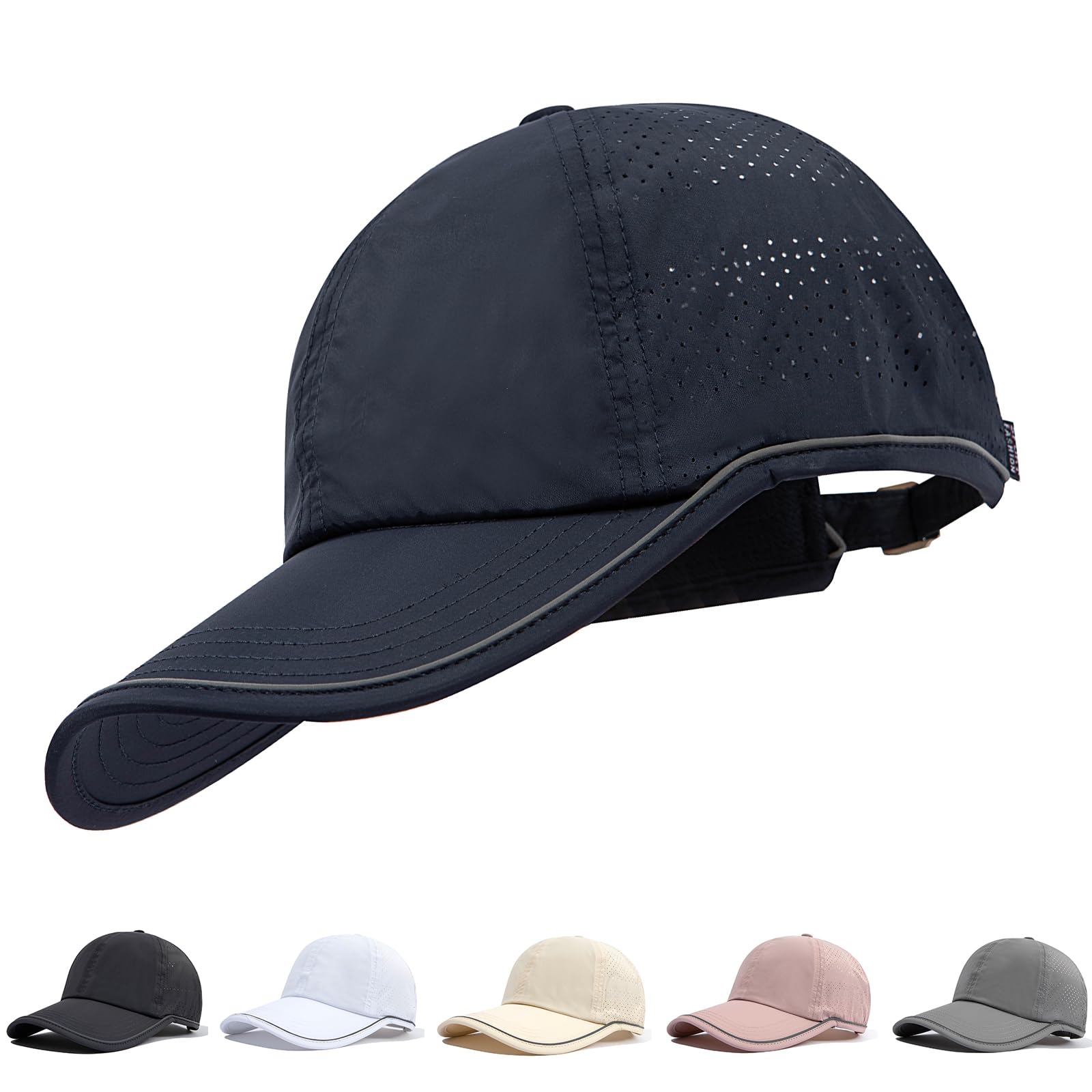 【送料無料】[Clape] 夏用ゴルフ帽子メンズ 軽量 蒸れない スポーツキャップ レディース 反射 ランニング帽子メンズ メッシュキャップ メンズ レディース キャップ 小雨対策 ユニセックス 色：DCP2402 ネイビー、サイズ：56.0-59.0 cm