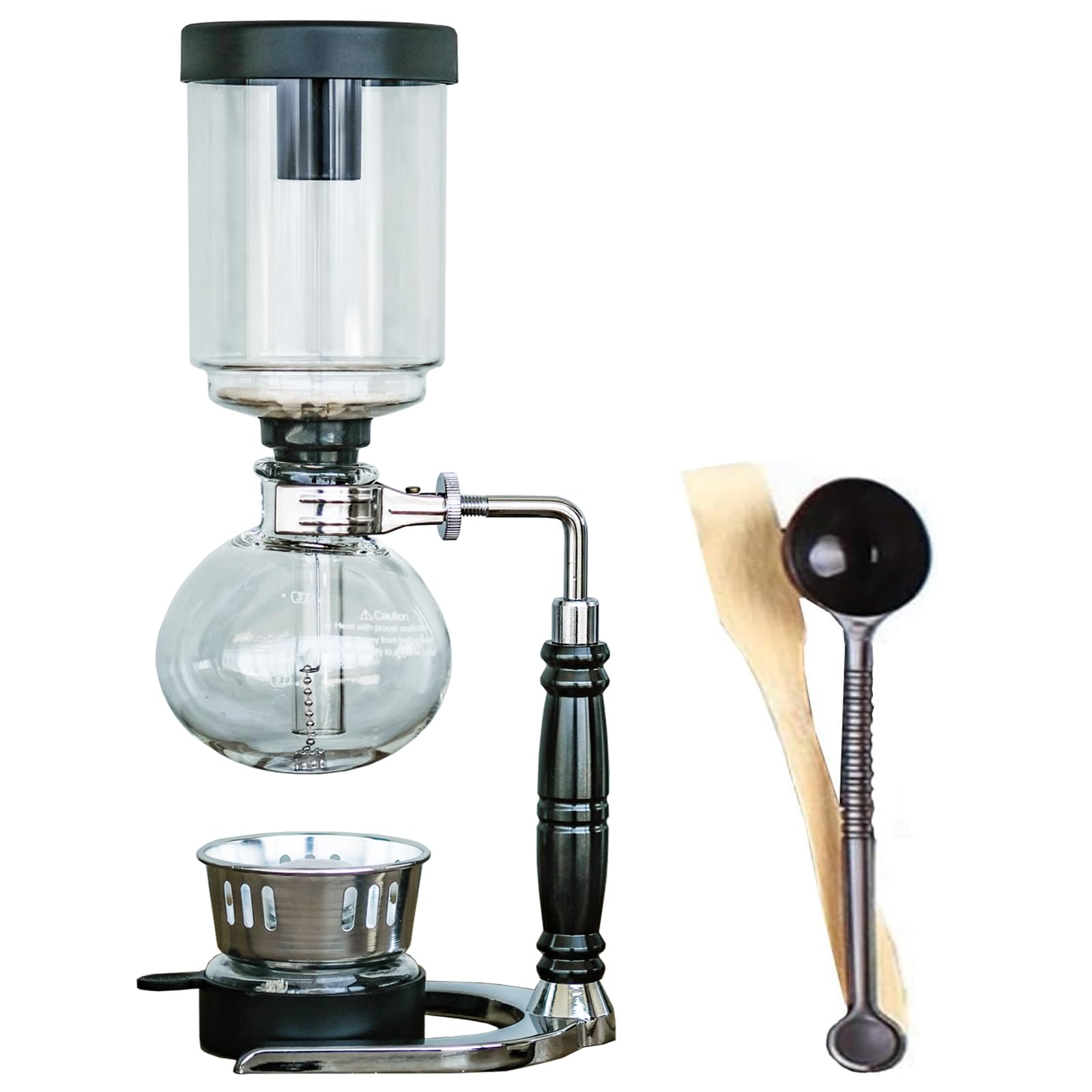 【送料無料】サイフォン 直火式エスプレッソメーカー 人3人/5人用 色：ブラック、サイズ：Mediu ...