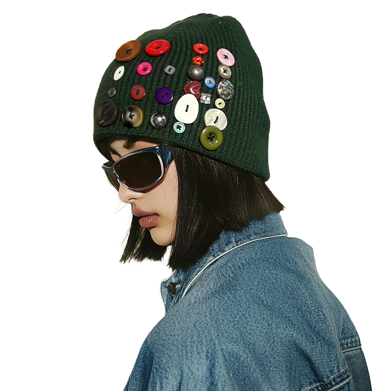 【送料無料】[Clape] ニット帽 厚手 防寒帽子 ビーニー ボタン 手作り 暖かい 秋 冬 冬用帽子 保温 伸..