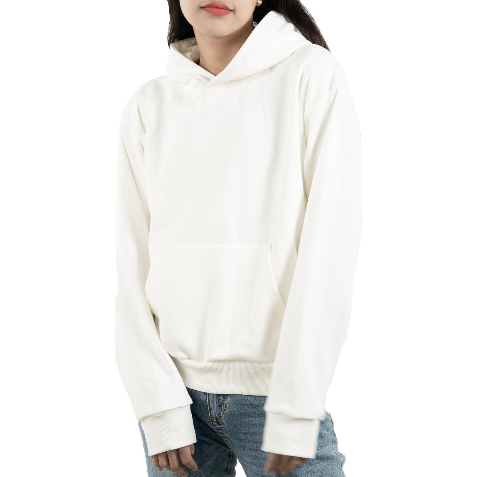【送料無料】[iito.seasons] プルオーバー パーカー レディース フーディ 長袖 ゆったり フード付き トレーナー スウェット トップス 無地 コットン 体型カバー カジュアル カットソー スポーティ 春 秋 おしゃれ 色：ホワイト、サイズ：XL