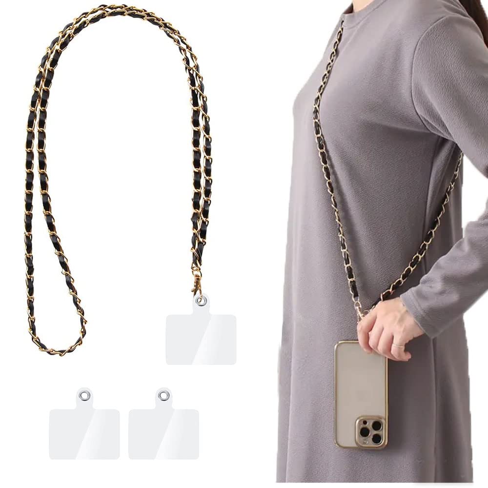 【送料無料】[ALUBES] スマホショルダー スマホストラップ 携帯ストラップ 首掛け 金属 レザー スマホ ..