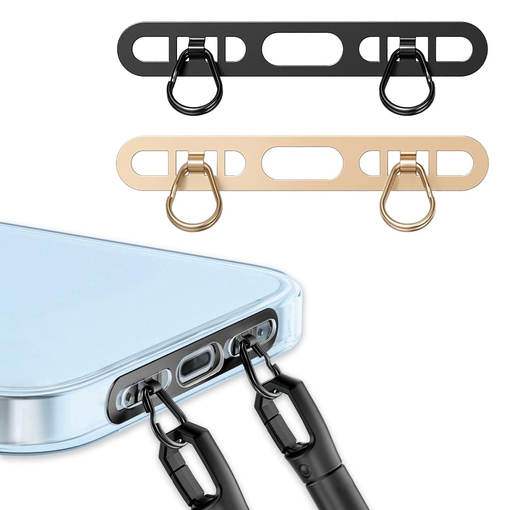 【送料無料】[ALUBES] お得な2個 極薄0.4mm スマホ ストラップホルダー 金属製 2口タイプホルダー ステ..