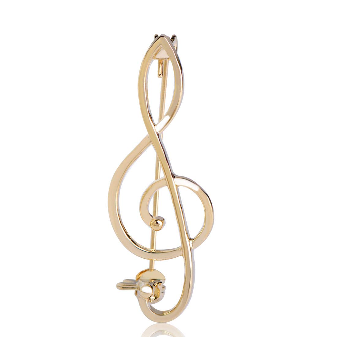 【送料無料】MECHOSEN レディース シンプル ブローチ 音符 音記号 繊細 男女兼用 エレガント かわいい 面白い ロング クリスマス 安全ピン ピン バッジ ラペルピン ネクタイピン キルトピン スカーフピン メンズ 子供 銀色 プラチナ 仕上げ 色：ゴールド、サイズ：普通