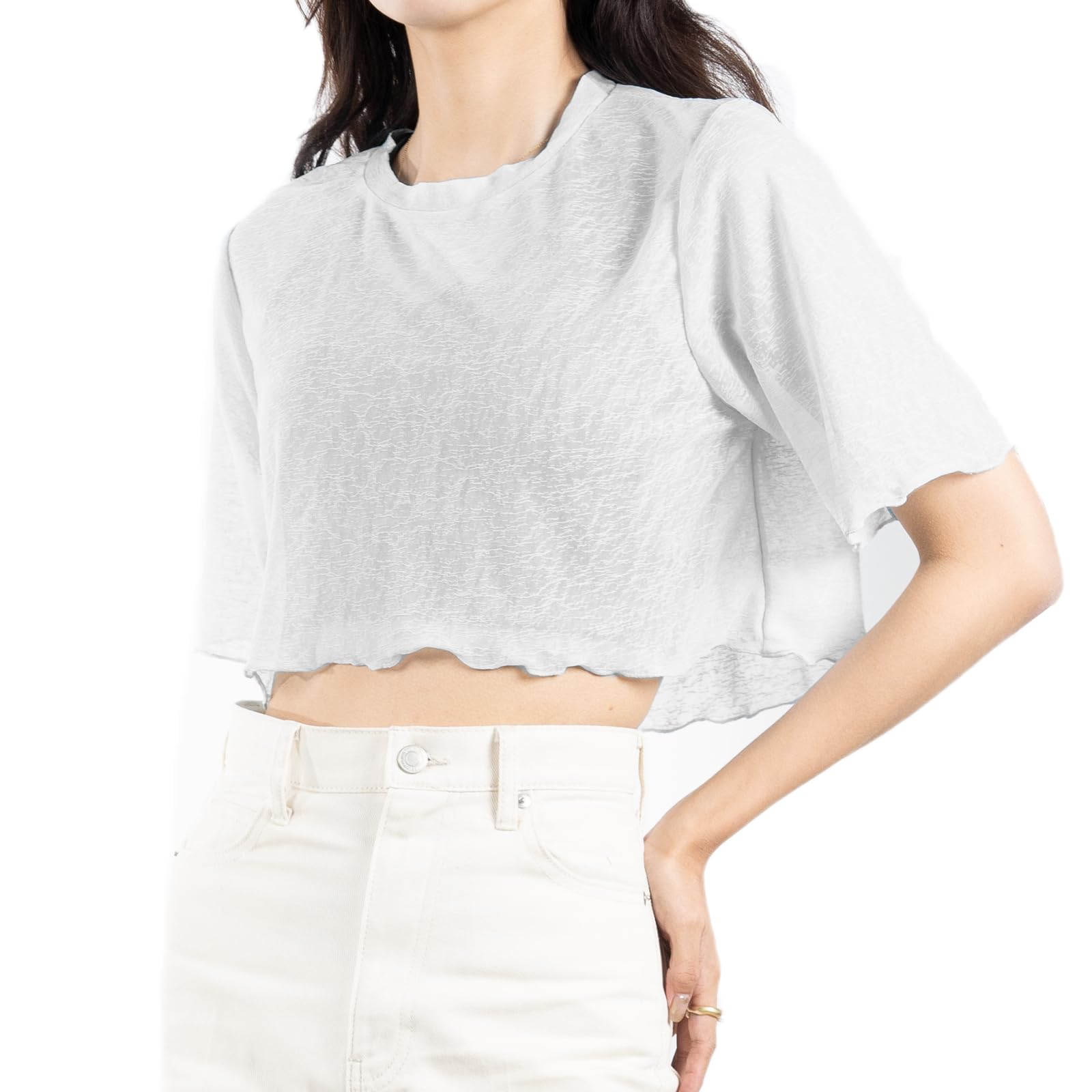 【送料無料】[iito.seasons] レースブラウス ショート丈 シャツ レディース 透け感 半袖 冷感シャツ ブ..