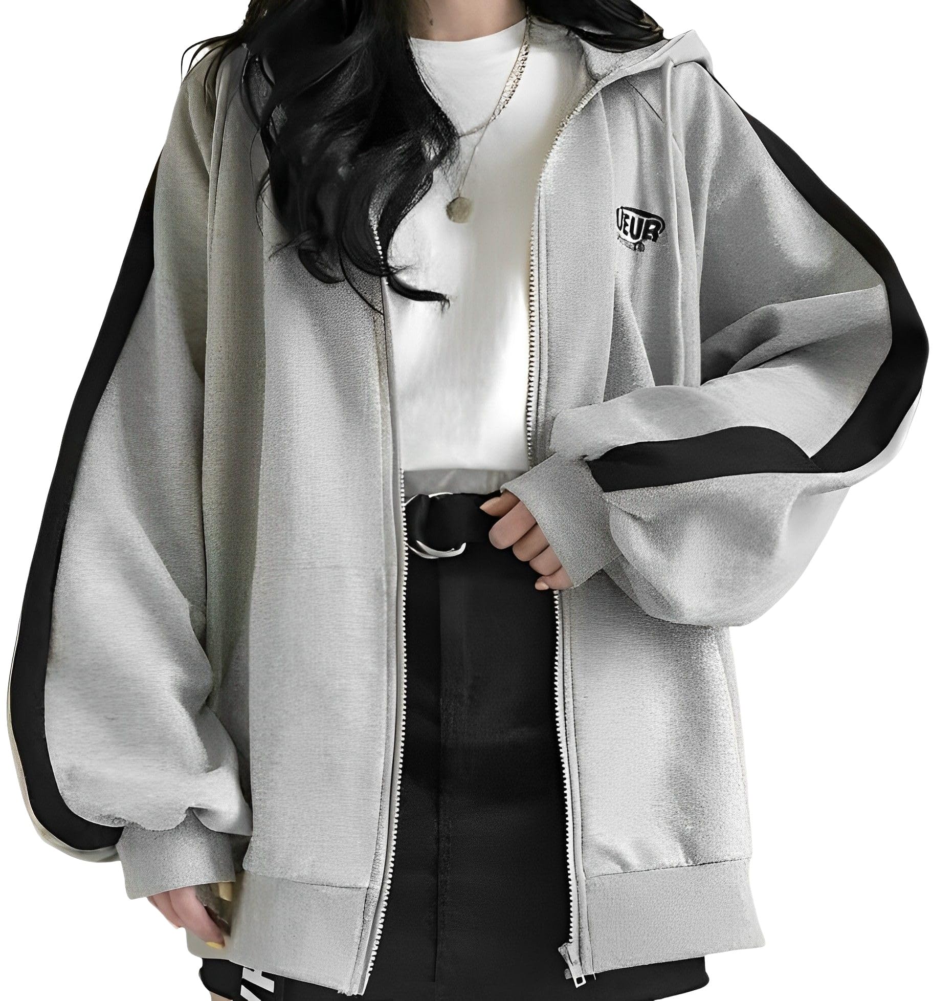 【送料無料】[emptio] [エンプティオ] 選べるパーカー起毛ありなし ストリート系 前あき ワンポイント 長袖 パーカー フード付き 色：ワンポイントウスデグレー、サイズ：L