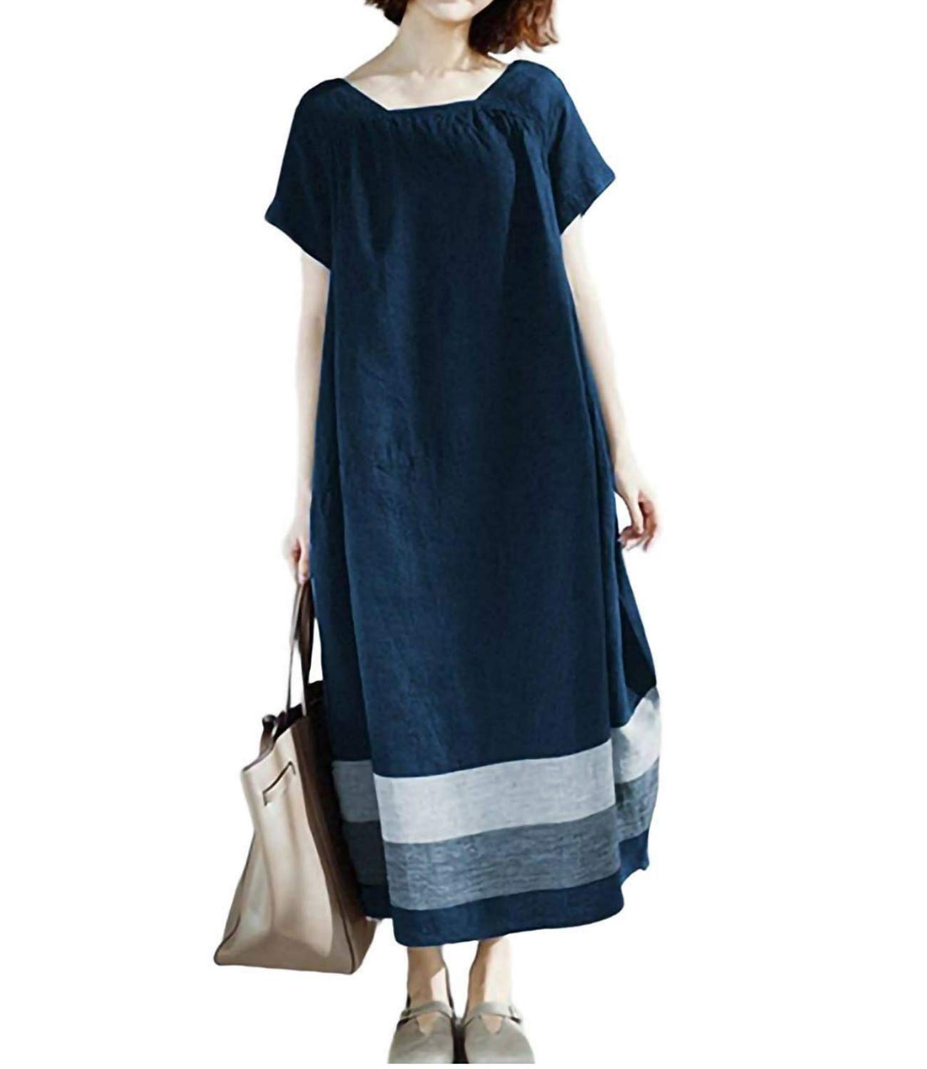 【送料無料】Hisitosa ワンピース レディース 夏 半袖 マキシワンピース 無地 秋 綿 ロン ...