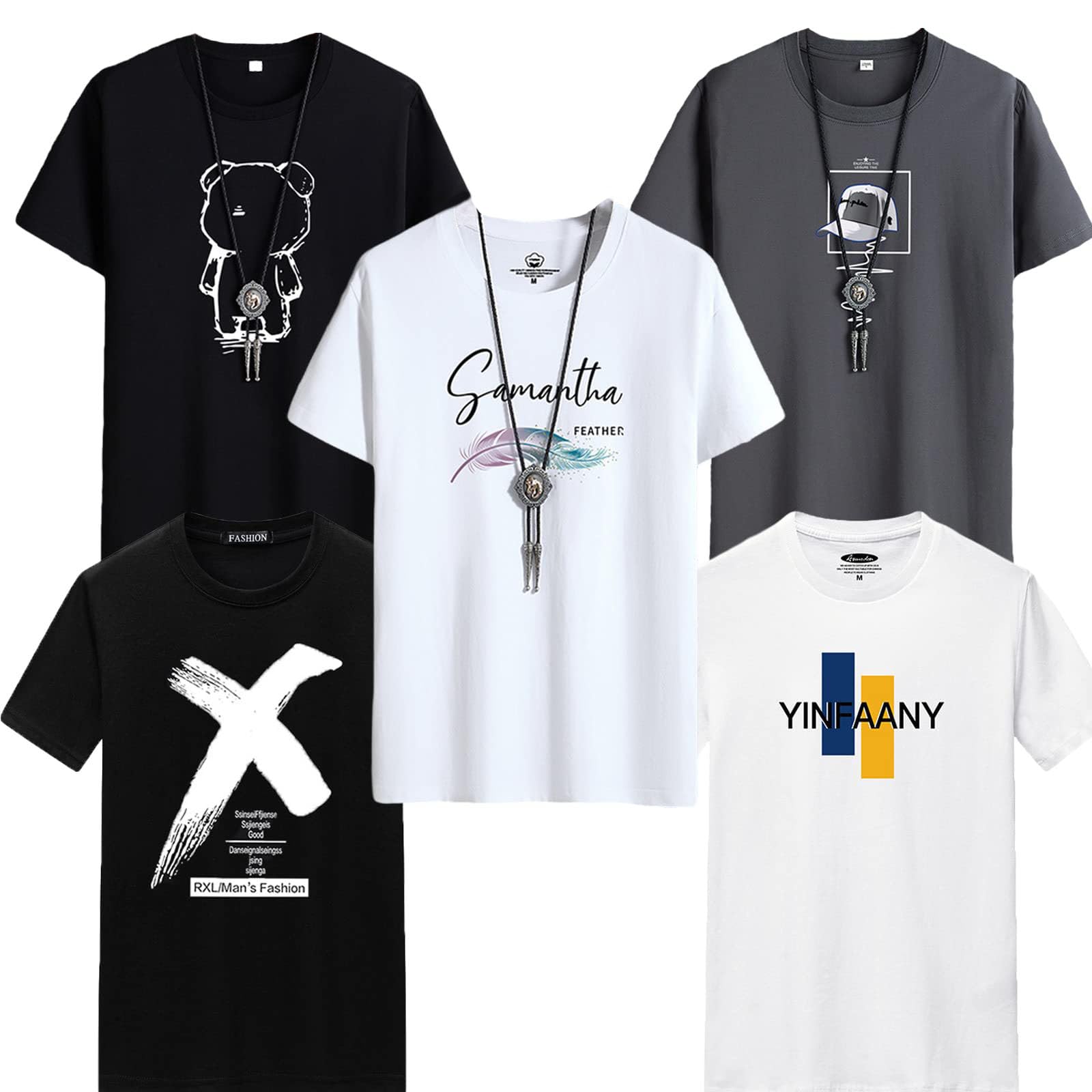 【送料無料】Hisitosa Tシャツ メンズ 半袖 夏 5点セット カジュアル トップス カットソー ファッショ..