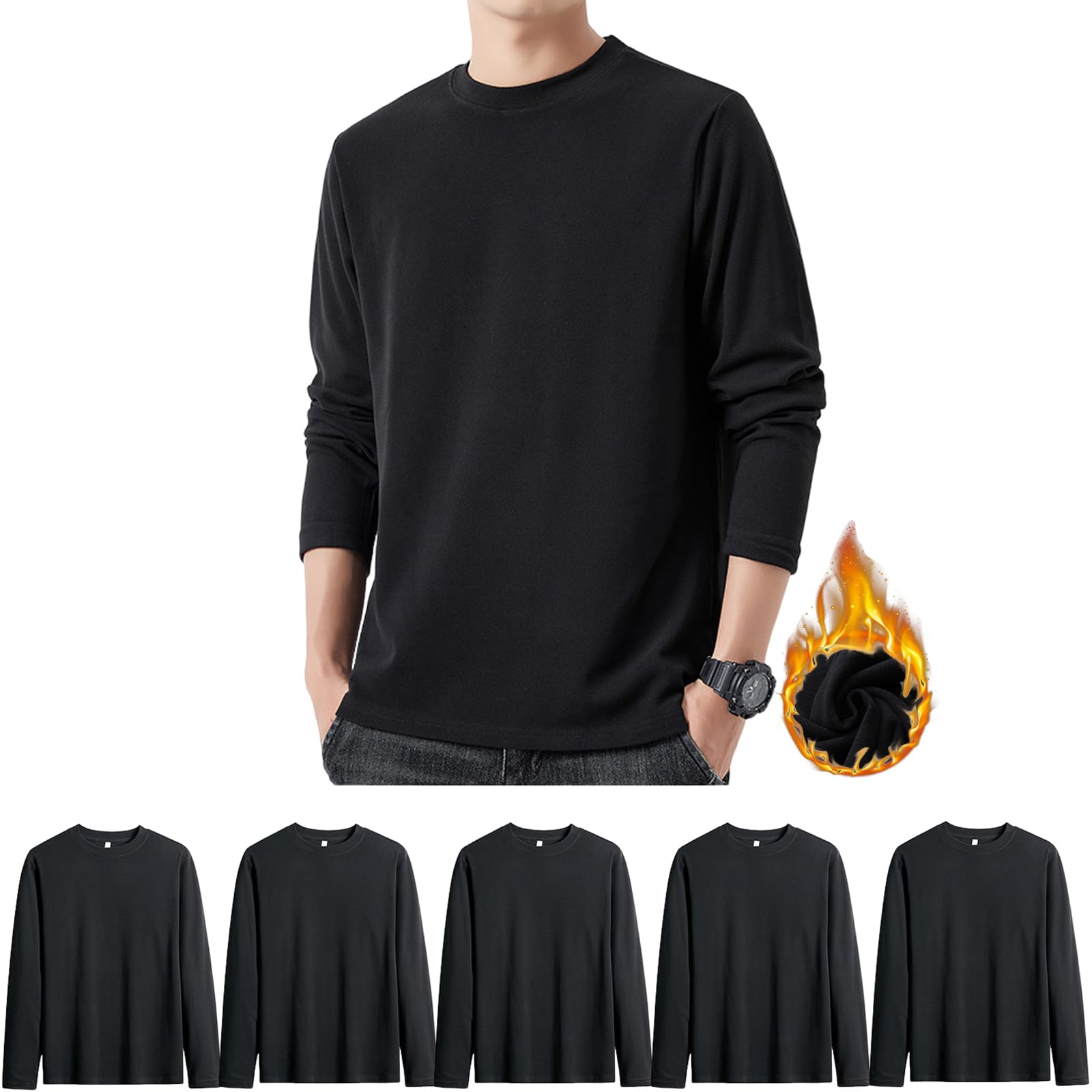 【送料無料】Hisitosa インナーシャツ メンズ 長袖 防寒 肌着 3/5枚組 裏起毛 長袖tシャツ メンズ 厚手..