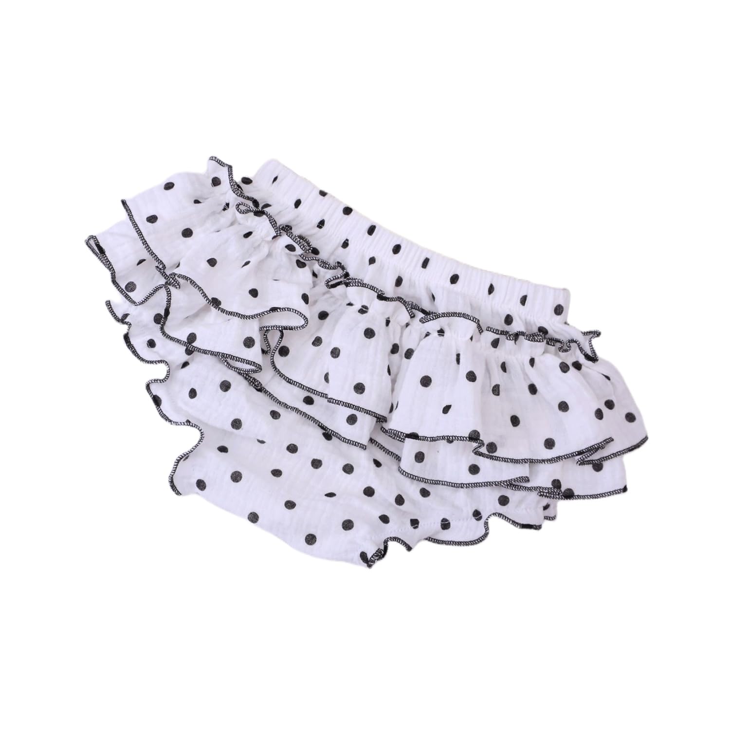 【送料無料】[KISBINI] ベビー服 オーバーパンツ ブルマ ショートパンツ カボチャパンツ 下着 2点 ガーゼ綿 肌着 トレーニングパンツかオムツの上に 通気 柔軟 夏服 赤ちゃん 新生児 ボトムス 可愛い キッズ 女の子 男の子 70 80 90 100 色：黒いドット柄、サイズ：80