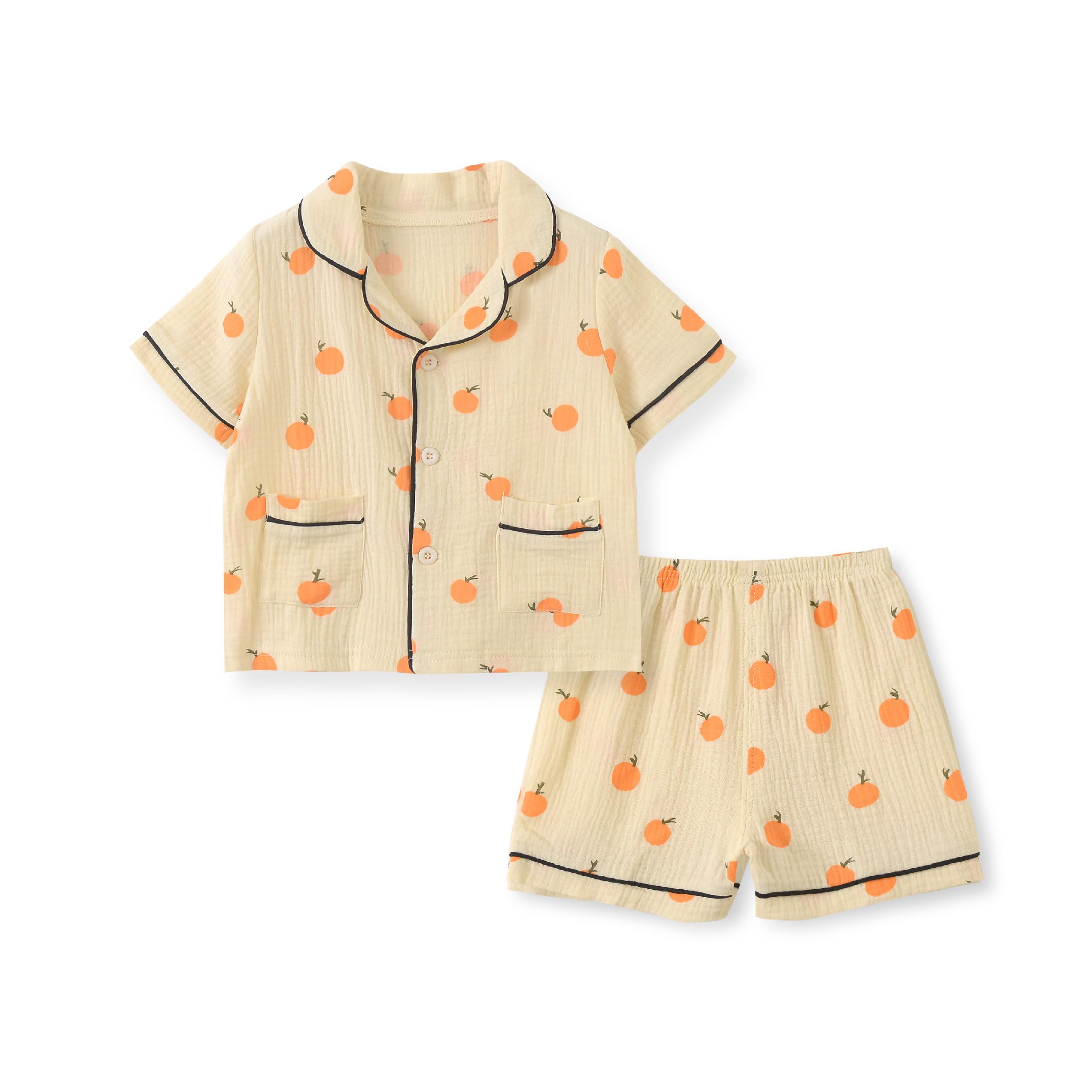 【送料無料】[KISBINI] 子供服 パジャマ 男の子 女の子 半袖 上下セット 2点 部屋着 普段着 ガーゼ 綿 ..