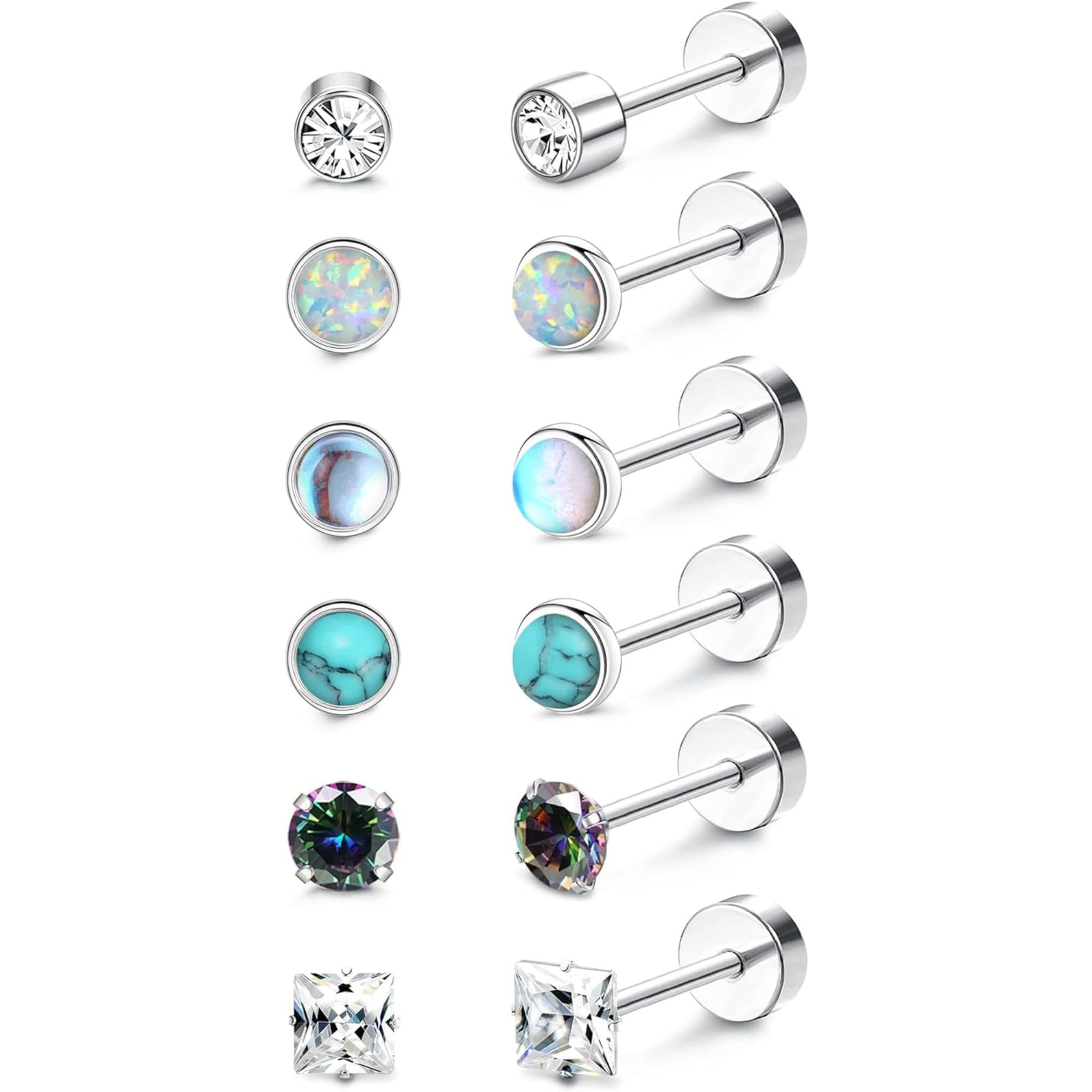 【送料無料】Jstyle チタン ピアス レディース 人気 メンズ G23 スタッド ピアス オパール ターコイズ ジルコニア ヘリックス ピアス ネジ 20G 軟骨ピアス スタッド 低刺激性 スタッドピアス