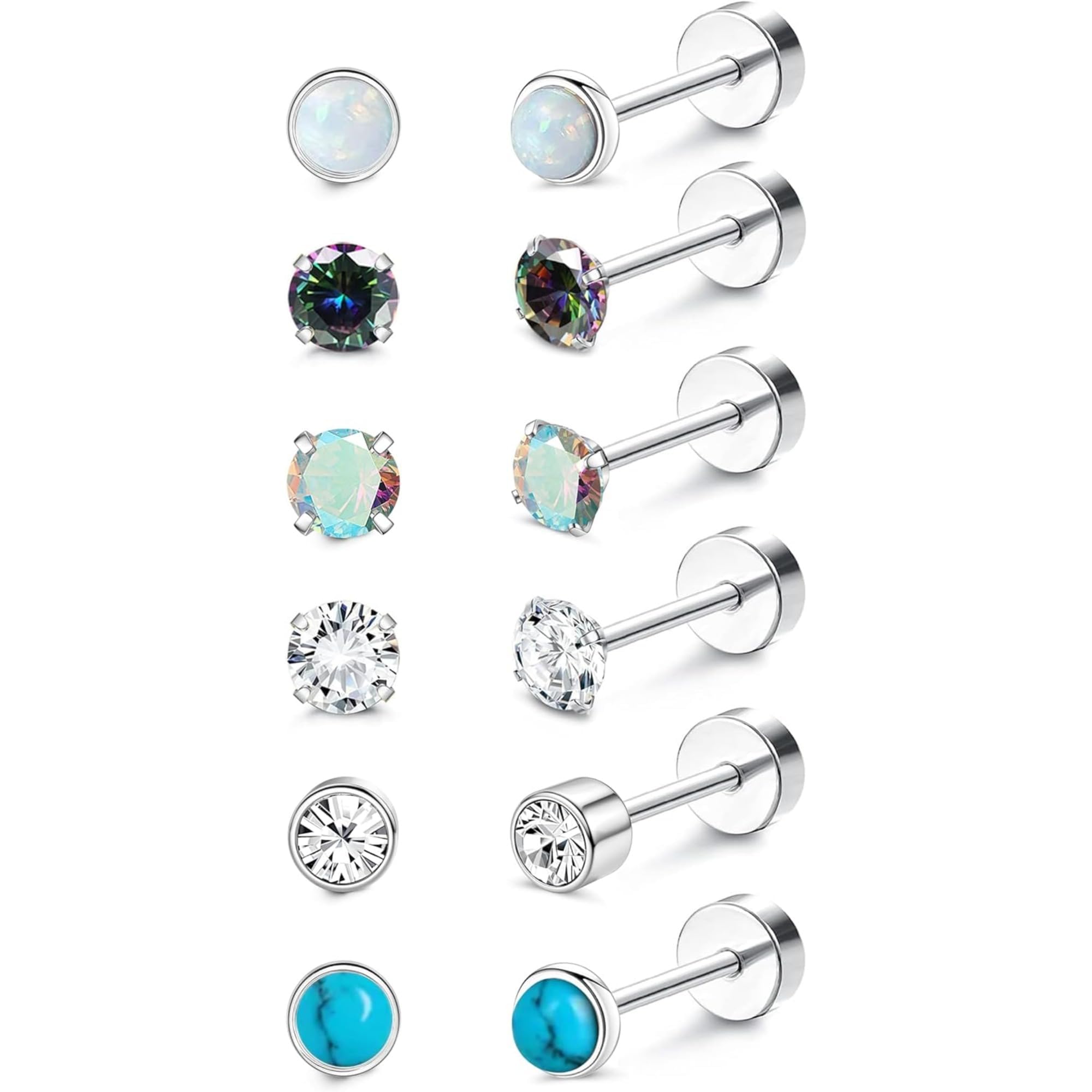 【送料無料】Jstyle チタン ピアス レディース 人気 メンズ G23 スタッド ピアス オパール ターコイズ ジルコニア ヘリックス ピアス ネジ 20G 軟骨ピアス スタッド 低刺激性 スタッドピアス