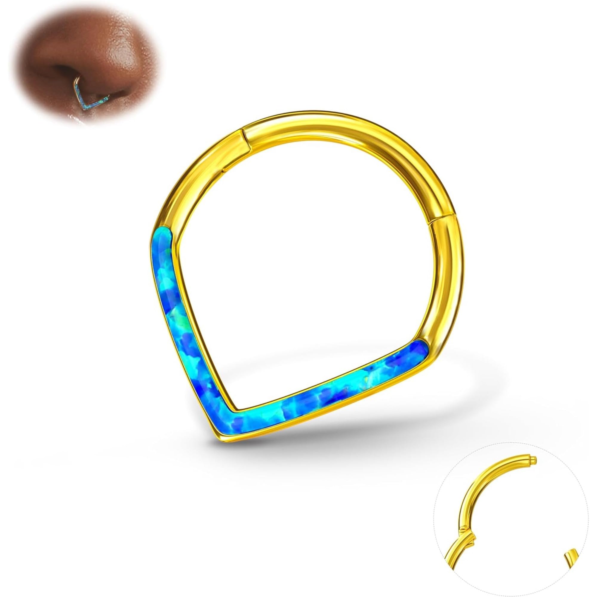 【送料無料】[Jstyle] 鼻ピアス レディース メンズ オパール ボディピアス 鼻ピ 16G 鼻リング 金属アレ..