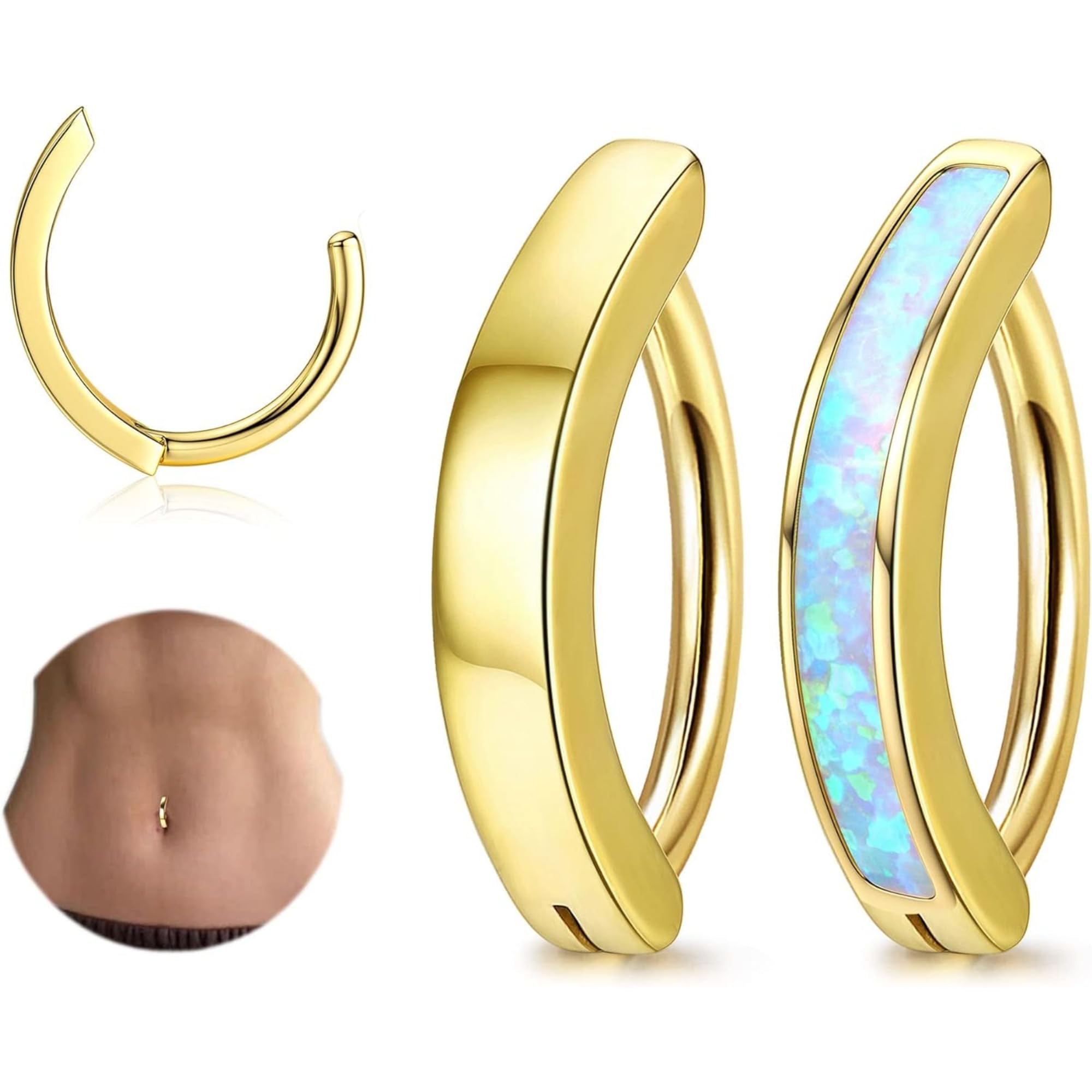 【送料無料】ジェイスタイル【2点セット】 ヘソ ピアス レディース ボディピアス 2個 14g クリッカー へそリング 女性 サージカルスチール CZ オパール...