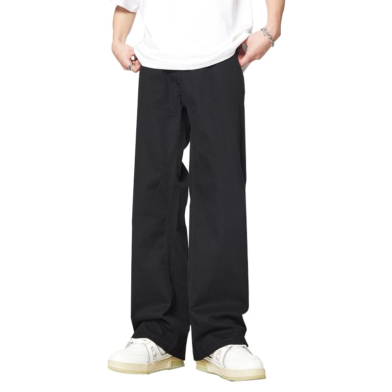 【送料無料】[Maioule] パンツ メンズ カジュアル チノパン ストレッチ スウェットズボン ワイドパンツ ワークパンツ チノパン ストレッチ ワークパンツ ロングパンツ 大きいサイズ カラーパンツ 春 夏 秋 冬 CHANGKU01 色：ブラック、サイズ：XL