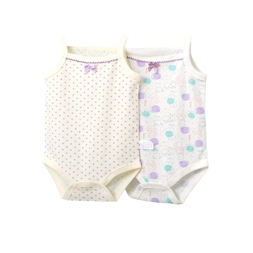 【送料無料】Baby Koiベビー服 三枚組 キャミソール ロンパース 肌着 夏 カバーオール ボディシャツ女の子 色：ドット柄二枚組、サイズ：80