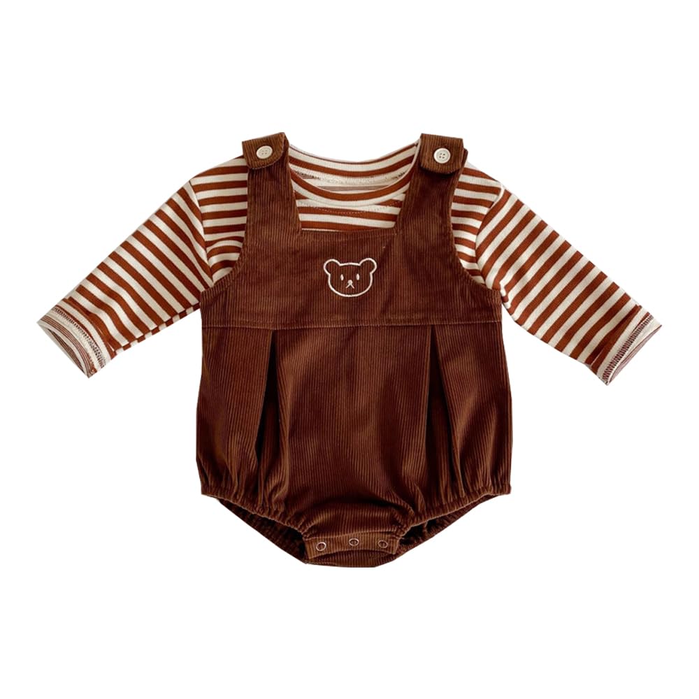 【送料無料】ベビー服サロペットデニム春秋服ボディスーツ男の子女の子カバーオール長袖Tシャツ2点セッ..