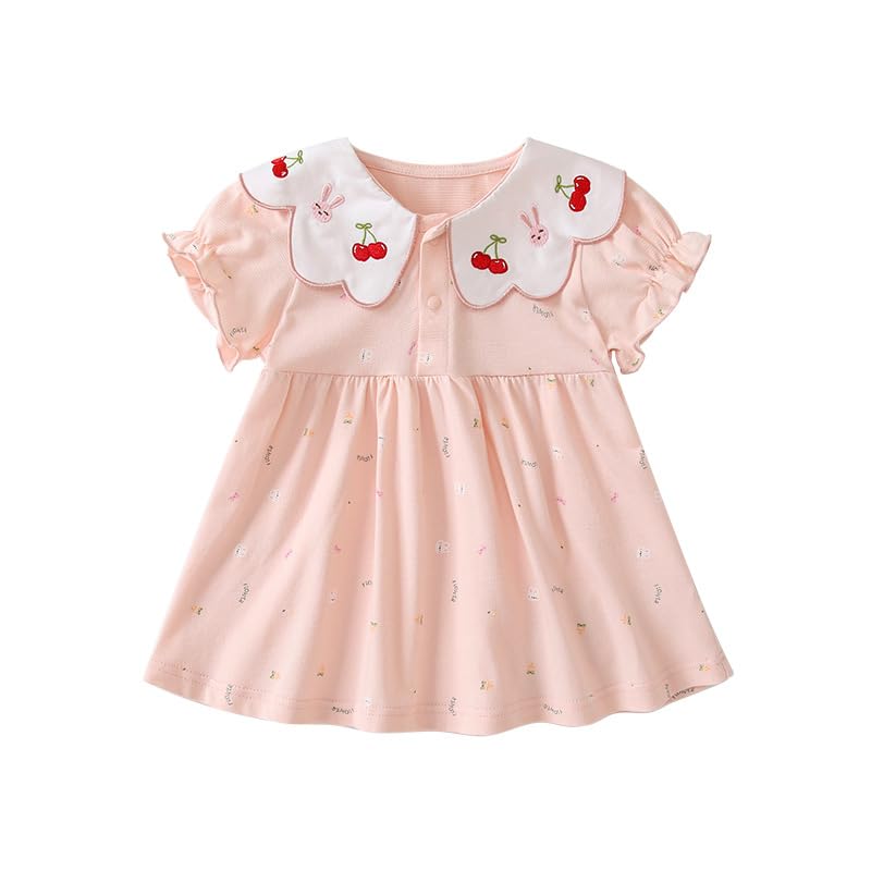 【送料無料】[Baby koi] ガールズ服長袖襟付き半袖ワンピース女の子夏服子供バースデー通園服キ ...