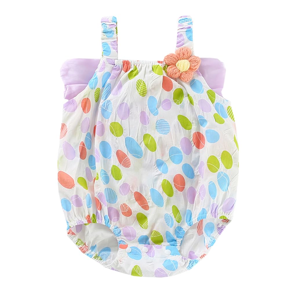 【送料無料】Baby nest ベビー服 女の子 ロンパース カバーオール キャミソール 夏服 新生児服 赤ちゃん服 色：パープル、サイズ：90