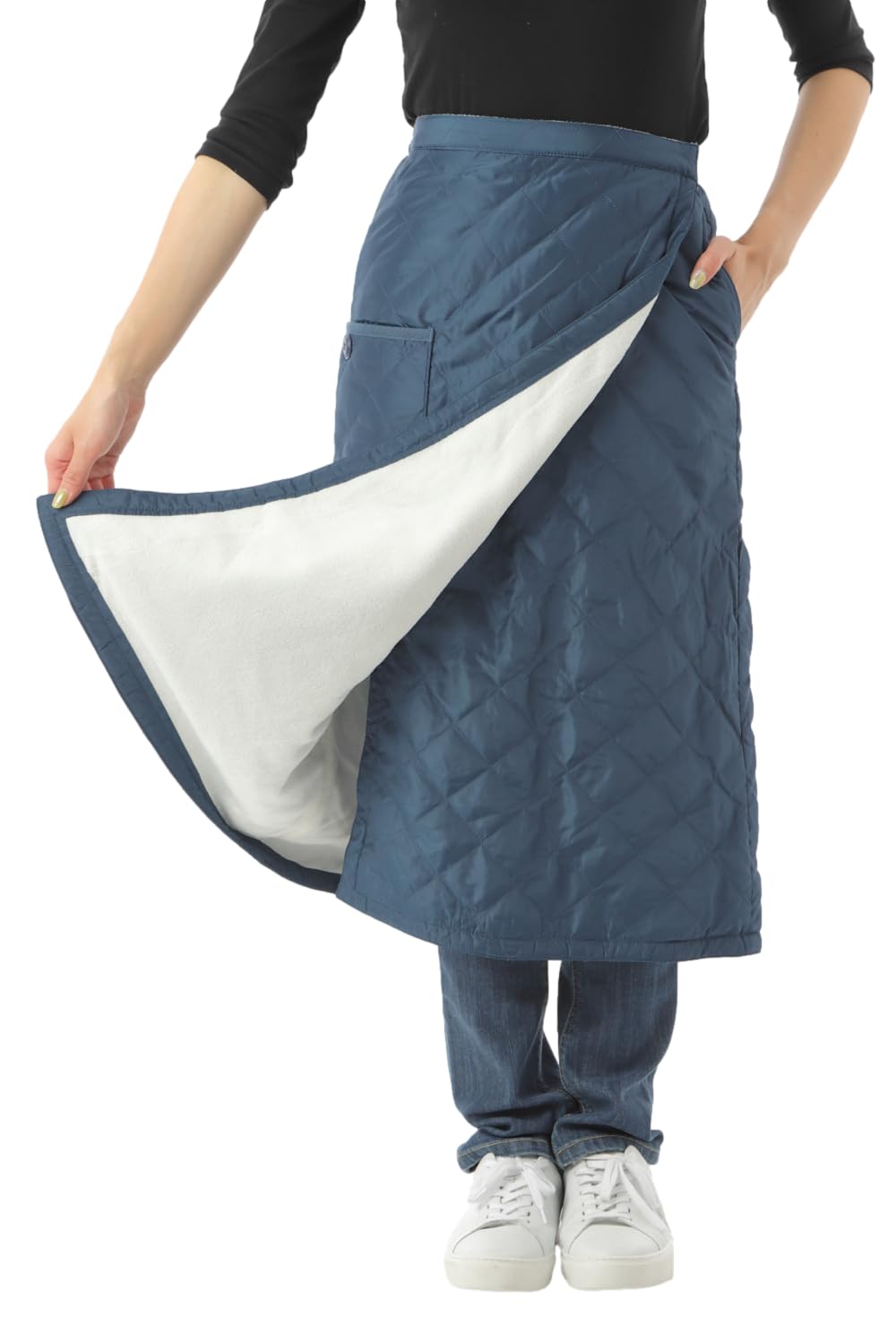 【送料無料】[onion cross] ラップスカート 巻き スカート キルティングスカート 山ガールファッション 3way仕様 レディース 色：ネイビー、サイズ：M