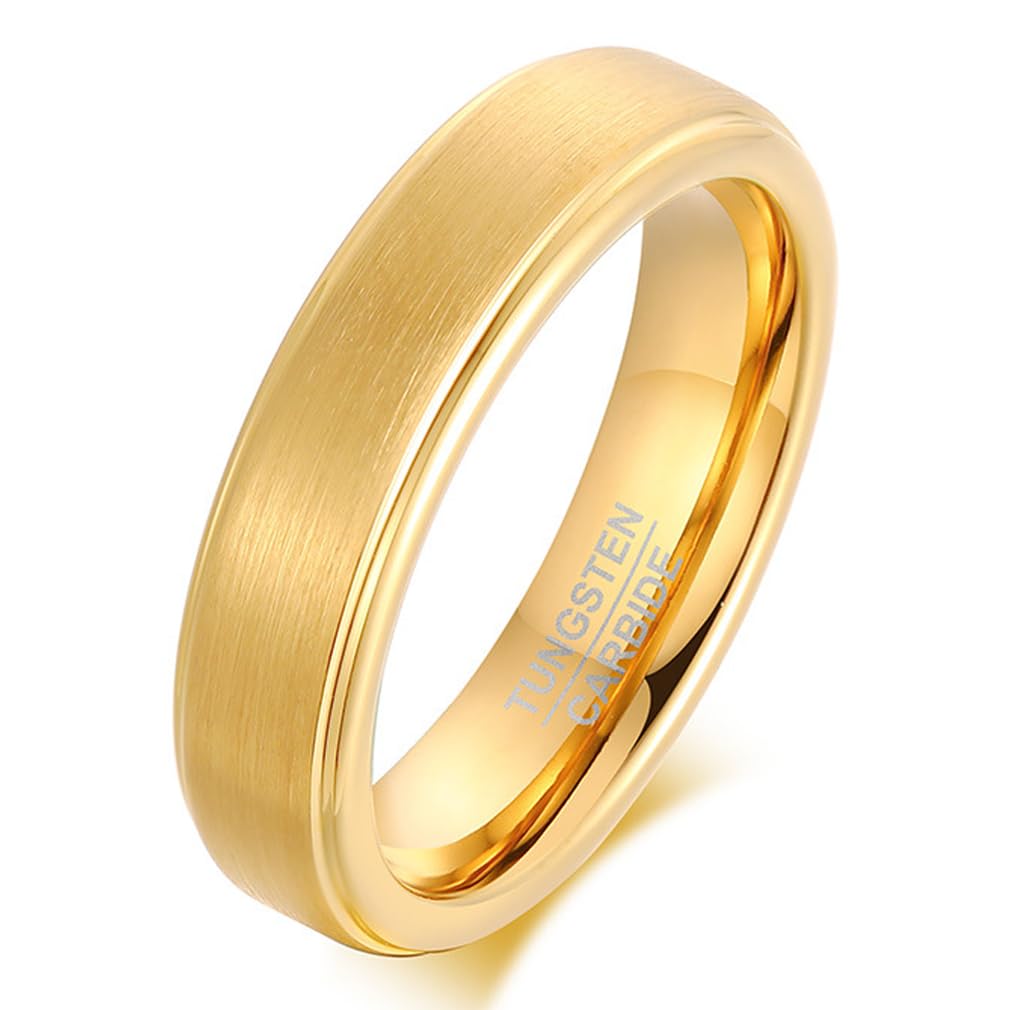 【送料無料】[GEJ-Tech] メンズ リング 指輪 タングステン サイドカット ヘアライン 金属アレルギー対応 色：ゴールド、サイズ：16号