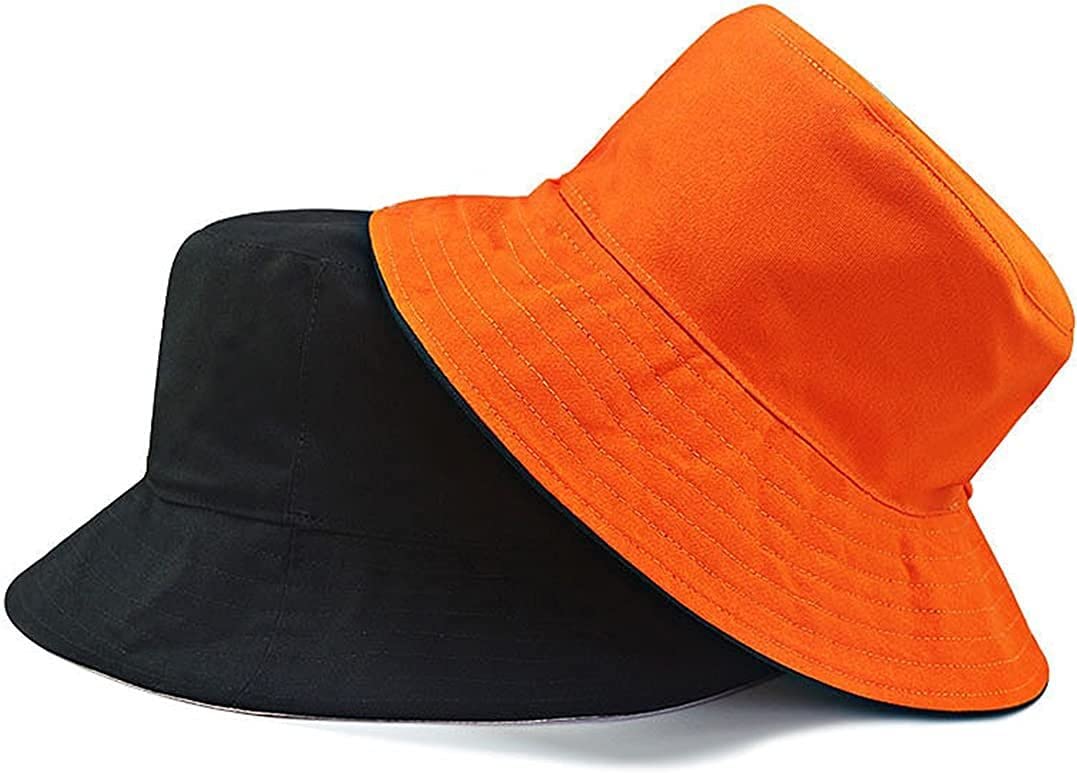 【送料無料】[Laquest] （ラクエスト） 大きいサイズ リバーシブル バケットハット あご紐付き 男女兼用（メンズ／レディース） バケハ 色：ブラック/オレンジ、サイズ：L