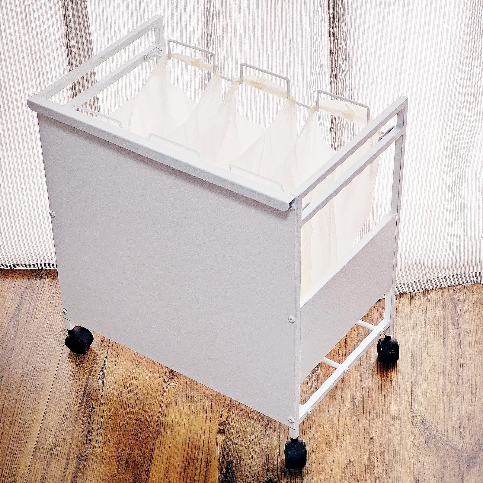 【送料無料】Secchuu 目隠し分別ダストワゴン 3分別 スチール製 ゴミ袋ホルダー W50.5XD32XH63cm ゴミ..