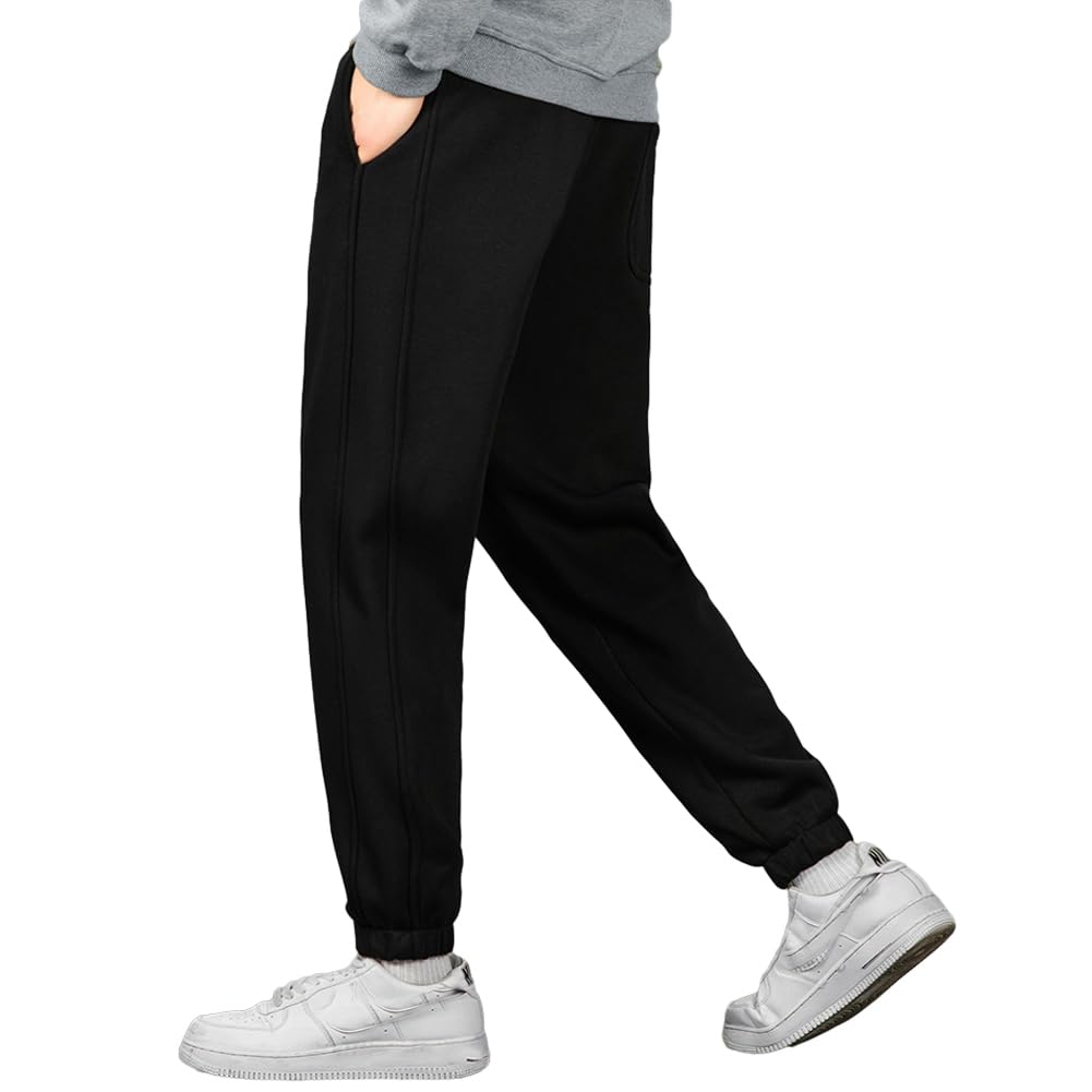 【送料無料】[uptoyou] スエットパンツ メンズ スウェットパンツ ロングパンツ ゆったり スポーツ リラックス 大きいサイズ パンツ ズボン ルームウエア 厚手 綿100％ カジュアル 春 秋 冬 色：#40:ブラック、サイズ：2XL