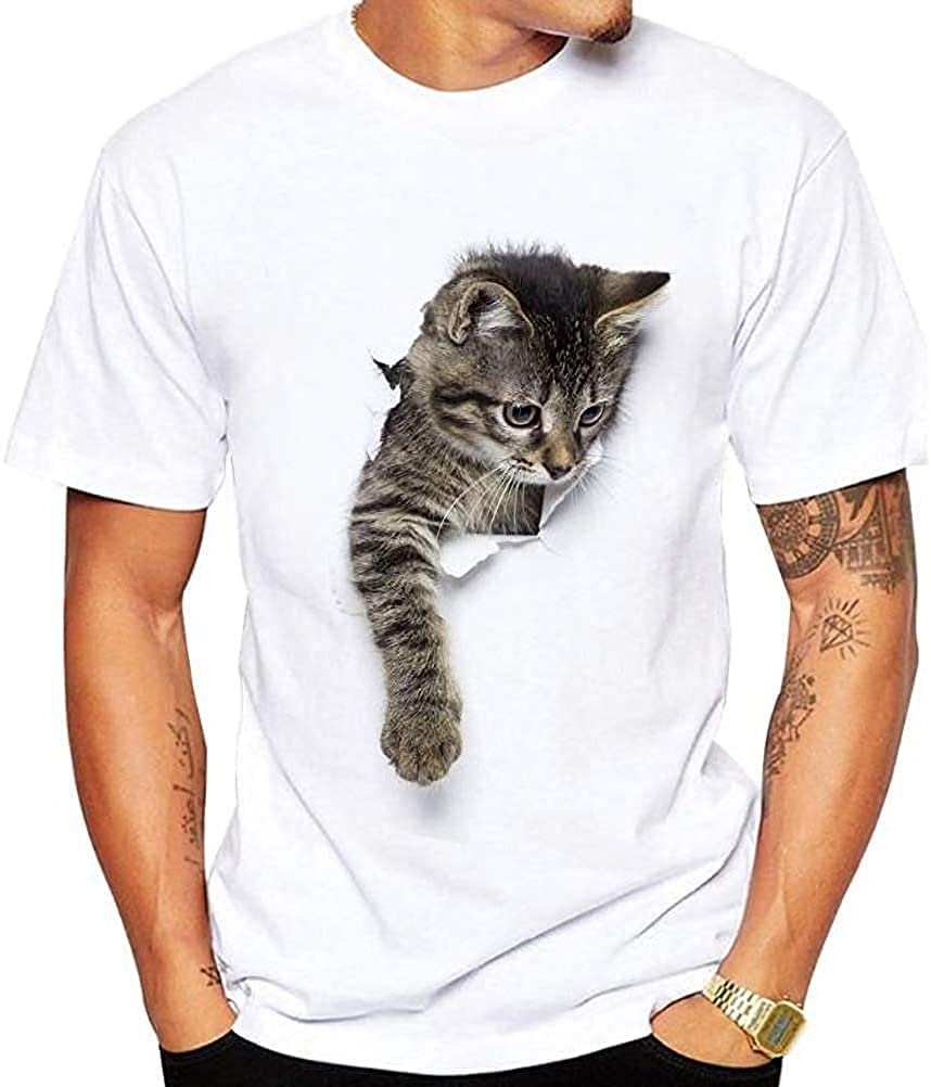 【送料無料】[aspersio] [アスペルシオ] シンプル プリント オシャレ ストリート Tシャツ ユニセックス 色：ネコ柄、サイズ：XL