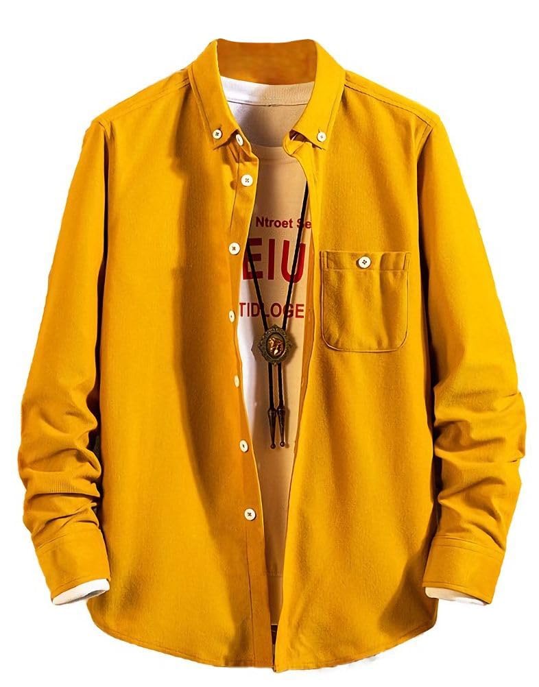 【送料無料】[aspersio] [アスペルシオ] アメカジ デザイン ながそで ボタンダウン シャツ おしゃれ トップス メンズ 色：クロムイエロー、サイズ：XL