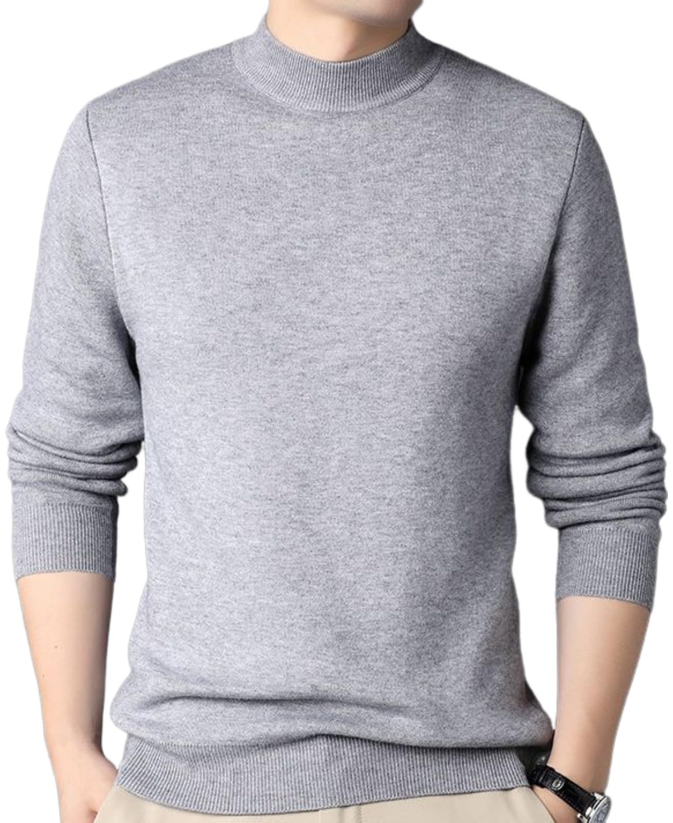 【送料無料】[aspersio] [アスペルシオ] お洒落 モックネック スリムセーター ビジネスカジュアル ベー..