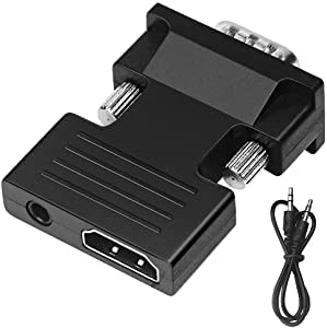 【送料無料】HDMI to VGA 変換 アダプタ 音声出力 3.5mm LEIZHAN オーディオケーブル付き 1080p@60Hz HDMI(メス)からVGA（オス）へ変換ケーブル ビデオ変換アダプター パソコン/ノートパソコン/PC/プロジェクター/HDTV/Chromebook/Raspberry Pi/Roku/Xboxな 色：ブラック