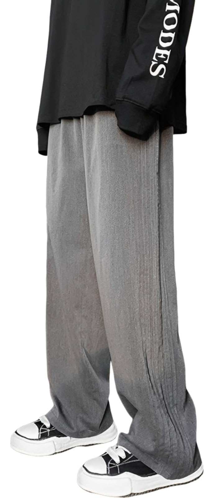 【送料無料】[aspersio] [アスペルシオ] オシャレ バギーパンツ アウトドア ワイド 柔らか 楽ちん サイドライン 夏ズボン メンズ 色：レドグレイ、サイズ：XL