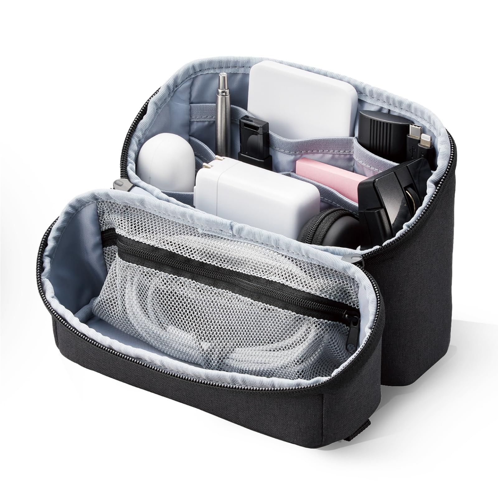 【送料無料】エレコム オーガナイズポーチ リサイクル素材 大容量収納 取っ手付き 撥水 ブラック BMA-G..