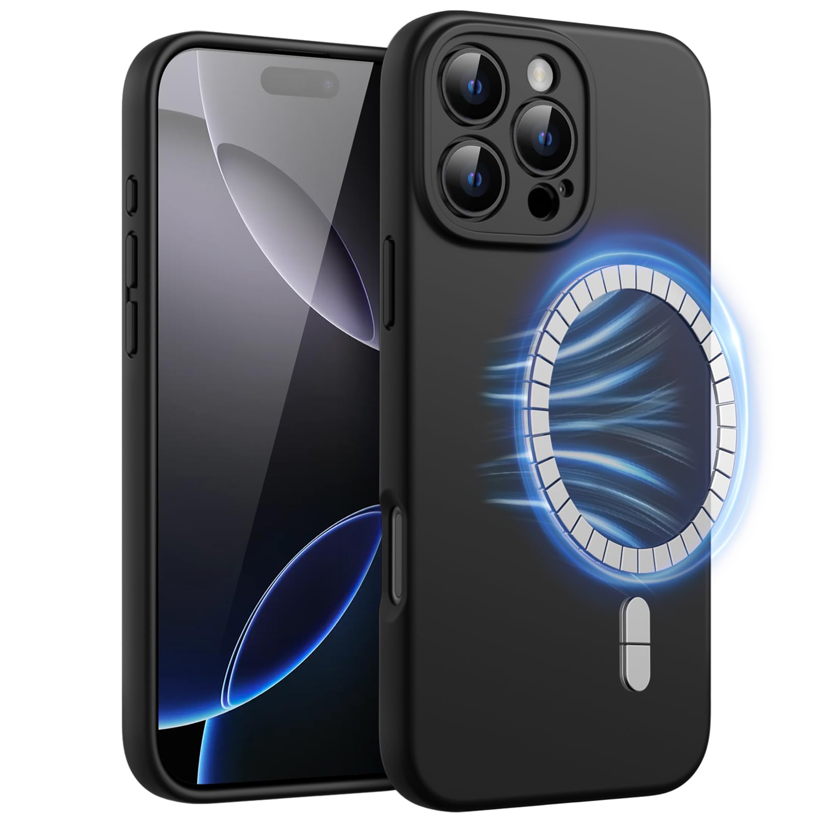 【送料無料】JETech iPhone 16 Pro Max 6.9インチ用 マグネット シリコンケース MagSafe対応 シルキーソフトタッチ 衝撃吸収 カメラレンズ全面保護付きスマホカバー 色：ブラック