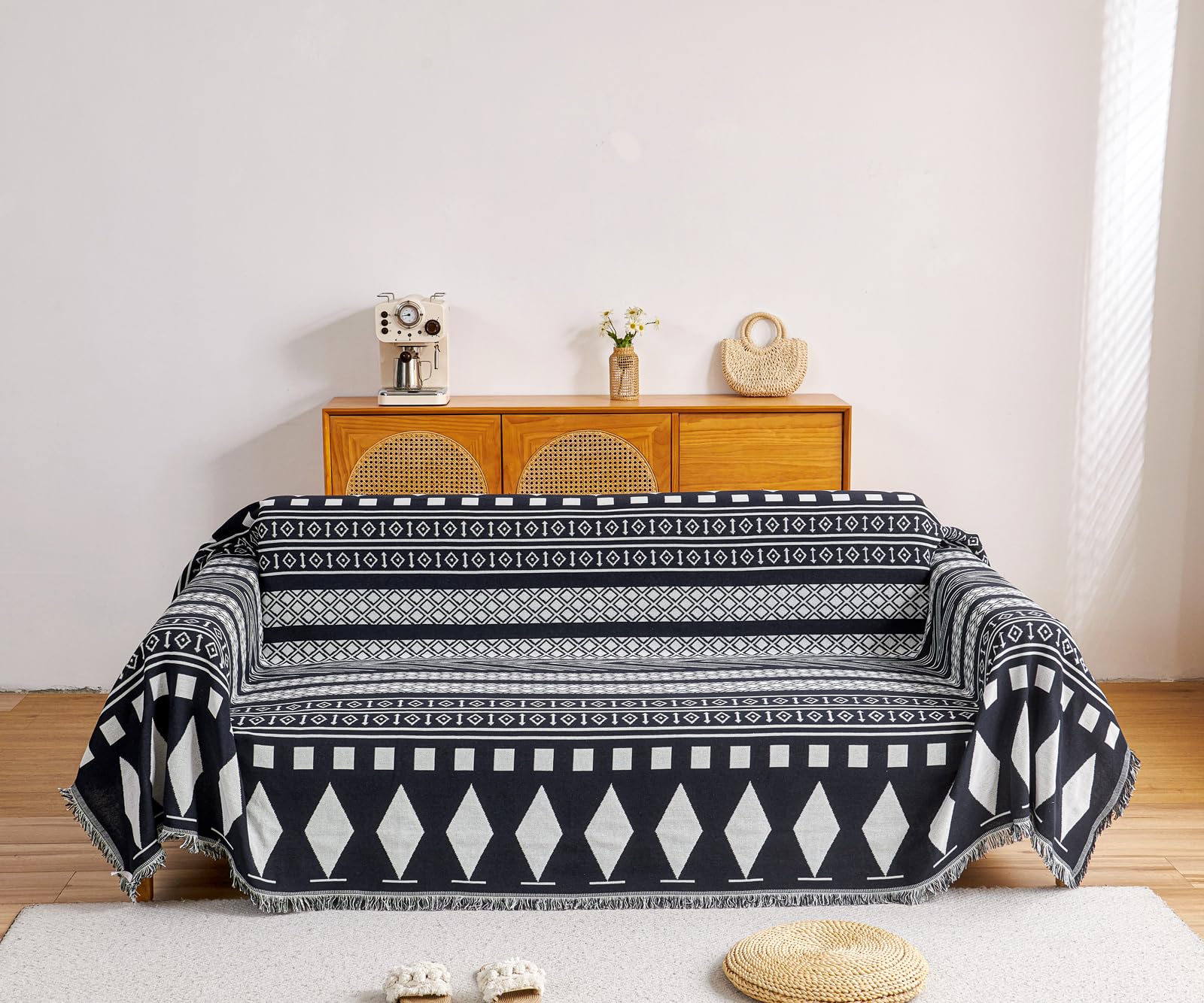 【送料無料】TMVOK マルチカバー 北欧風 ソファカバー おしゃれ 長方形 ブランケット フリンジ付き 綿 ..