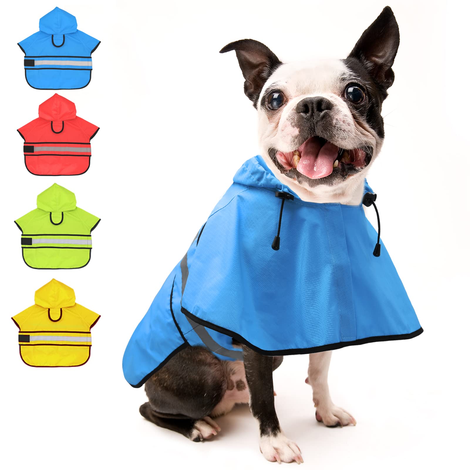 【送料無料】Candofly 犬用レインコート フード付き - 調節可能な反射犬用レインジャケット 軽量犬用レインコート ペットスリッカー フード付きポンチョ ...