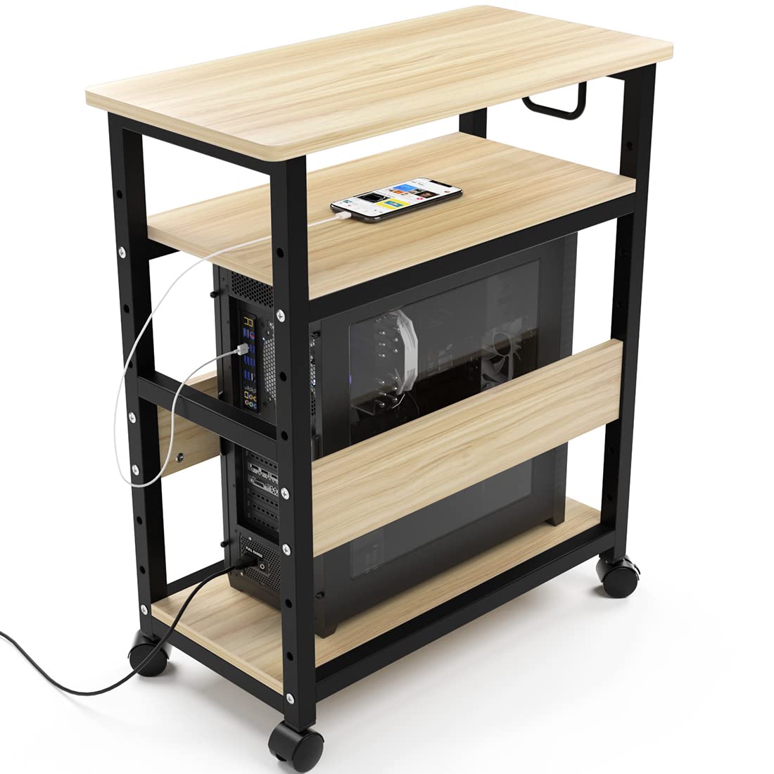 【送料無料】パソコンワゴン pcワゴン cpuワゴン キャスター付き デスクワゴン 3段 25mm×25mmのスチー..