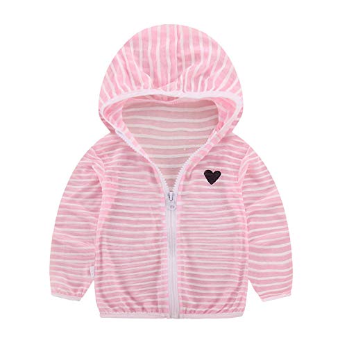 【送料無料】[SATiNU] 子供服 UVパーカー 男女 日よけパーカー 夏 子供服ラッシュパーカーラッシュガードフード付 夏秋虫除け日焼け対策 色：ピンク、サイズ：90