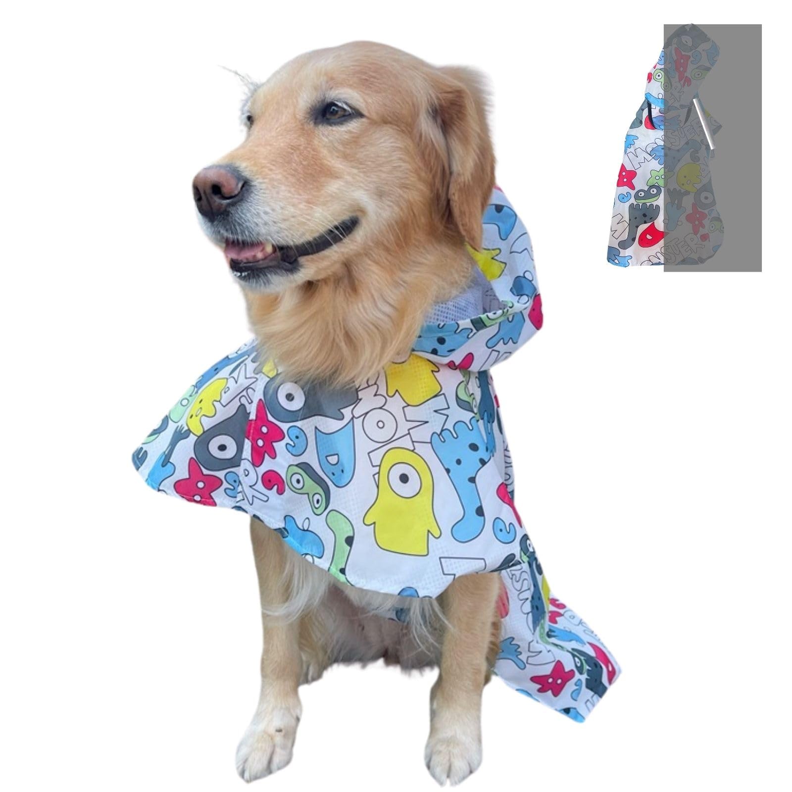 【送料無料】LIKOKLIN 犬用レインコート 犬カッパ 雨具 通気 帽子付き 反射条付き 散歩用犬服 着脱簡単 ド 犬ジャケット ペット雨具 中型犬 大型犬 ...