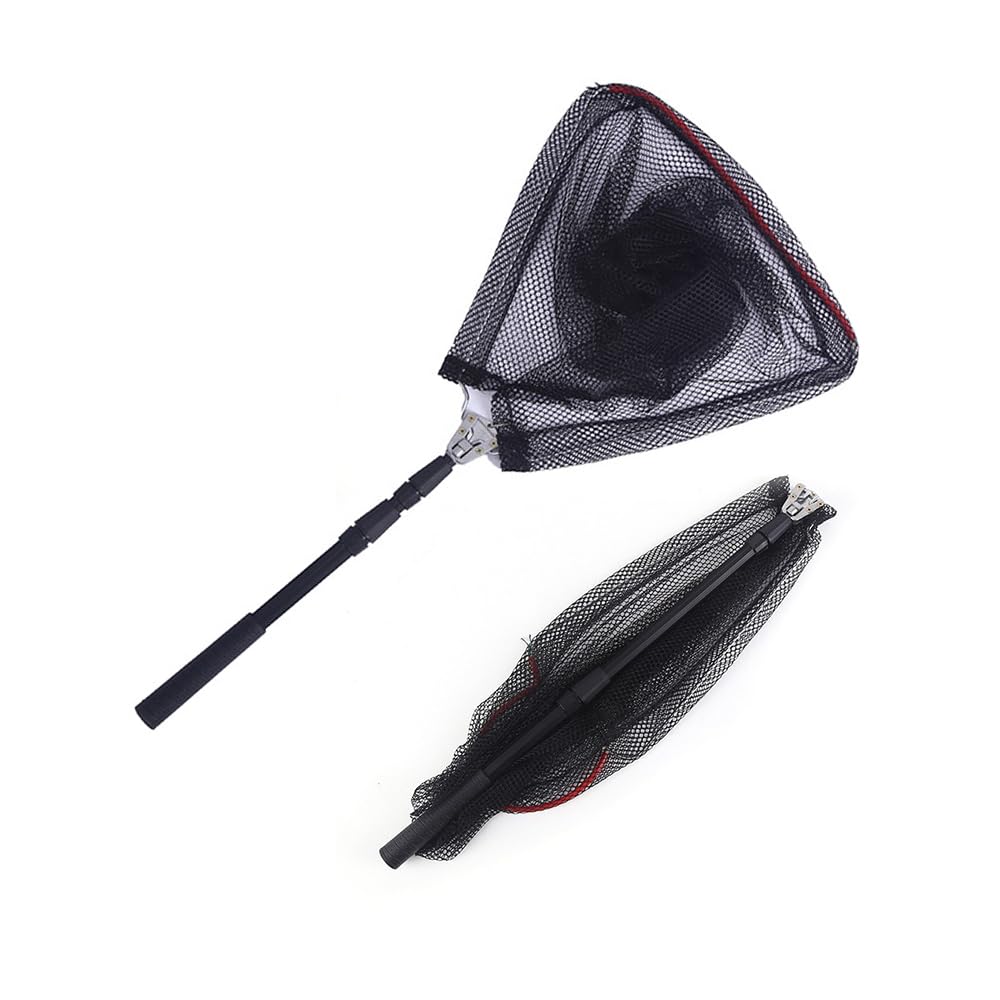 【送料無料】Mikankawa 魚取り網 玉網 ランディングネット 折り畳み玉枠 長さ調整可能 アルミ合金材質 軽量 防錆 持ち運び 速乾たも網 釣具 淡水海水両用 15KG以内耐える 色：ブラック、サイズ：130cm