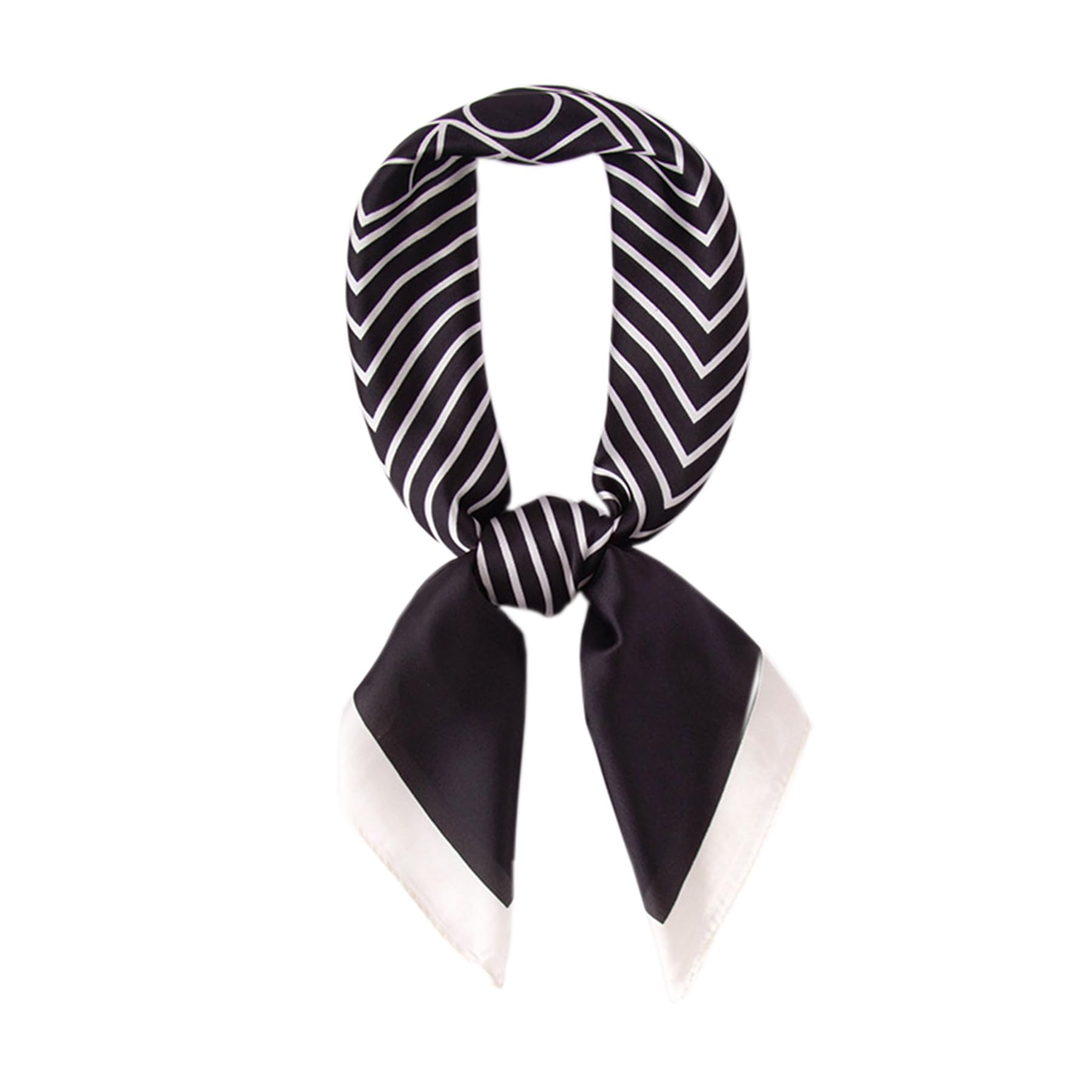 【送料無料】[Futupe] スカーフ レディース シルク風 大判 正方形 ネッカチーフ スーツスカーフ 卒業式 入学式 フォーマルOL 通勤 オフィス 春夏秋 色：ブラック