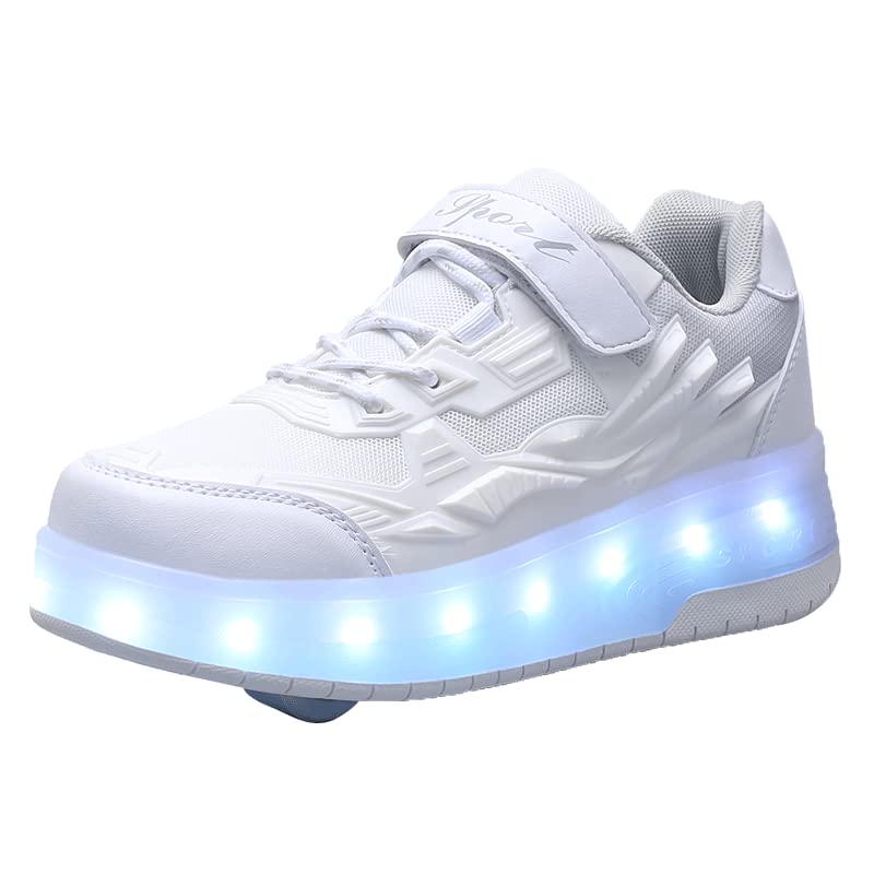 【送料無料】[amandpm] ローラーシューズ 光る靴 子供靴 ローラースケート靴 発光シューズ 白 黒 可愛..