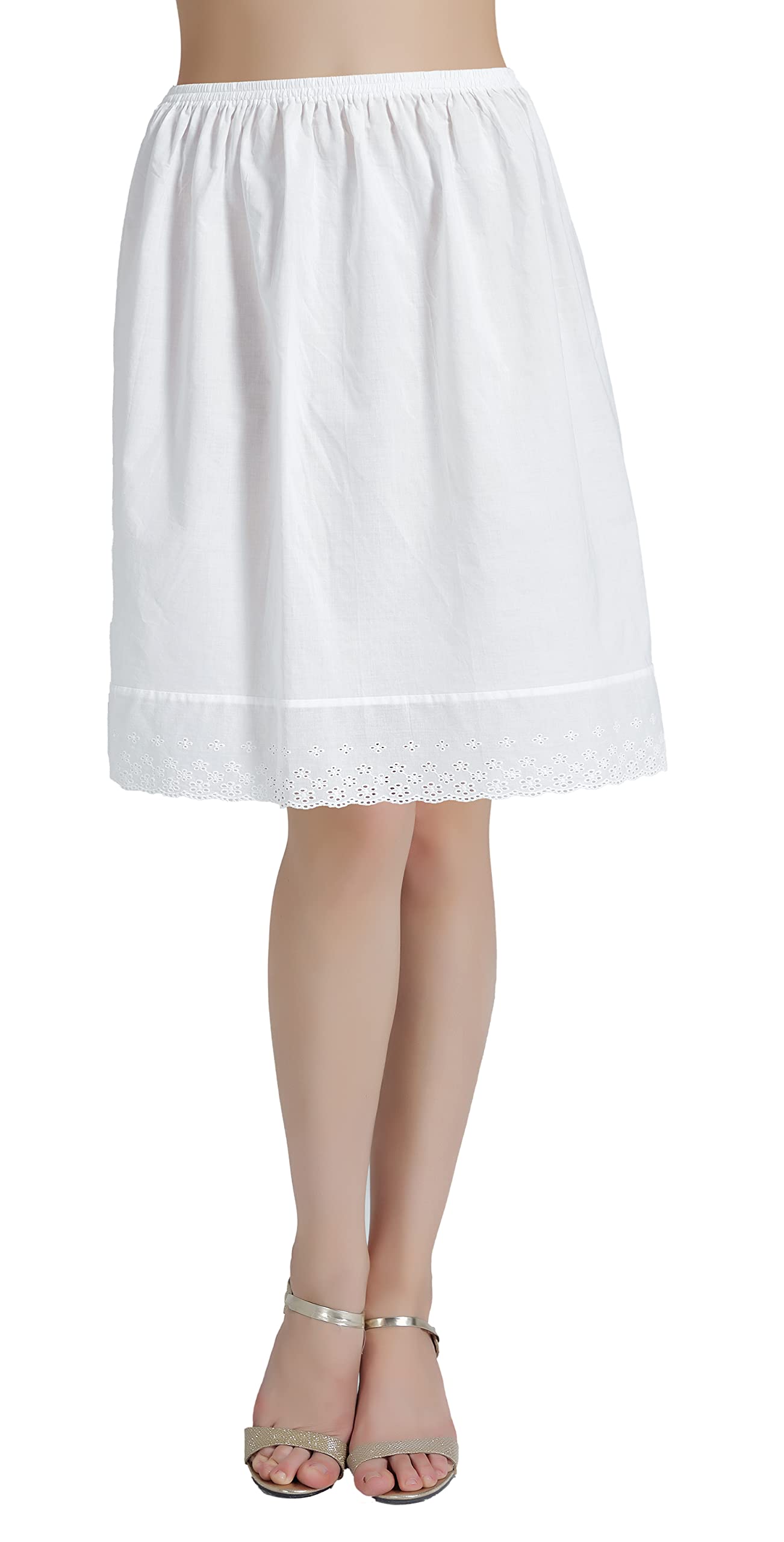 【送料無料】[BEAUTELICATE] ペチコート 綿100％ 花柄レース刺繍裾 4つの丈 インナー 吸湿通気 静電気..